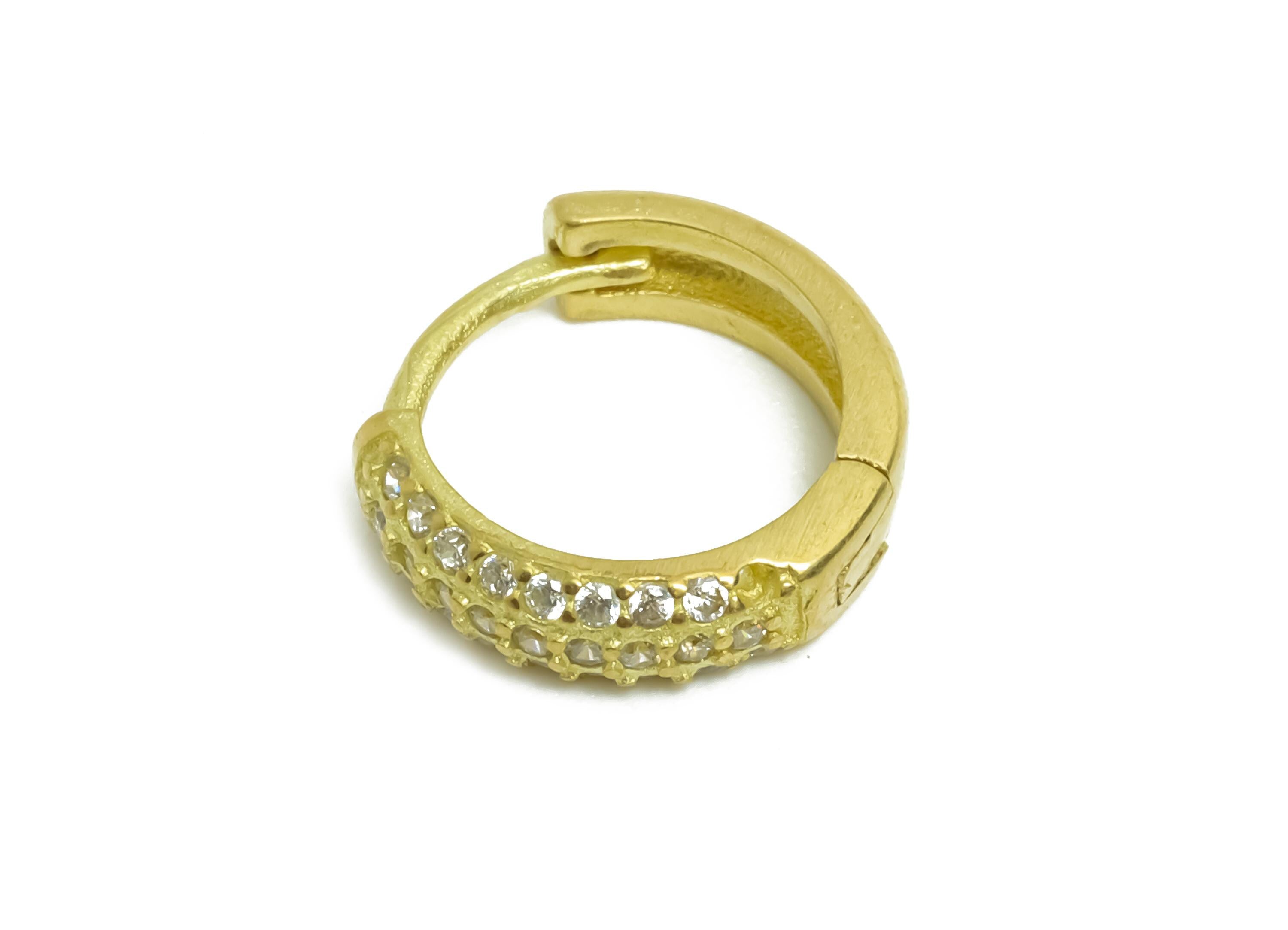 Brass CZ Round Huggie Hoop Earring - Mini Raw Brass Zircon Earrings - Dainty Huggie Hoop Clasp - Jewelry Findings - 10.74x10.3x3mm - PP11292 - DOMEDBAZAAR