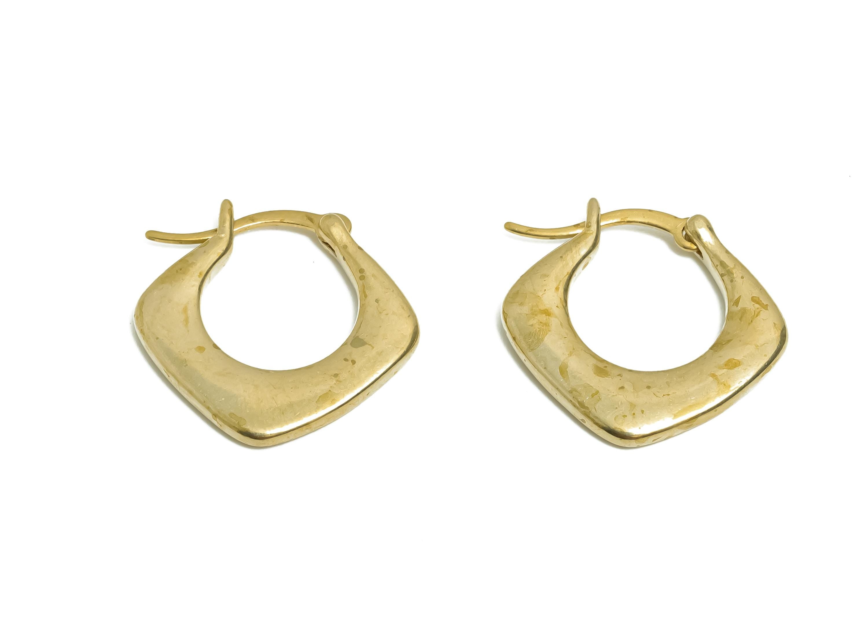 Brass Hinged Hoop Earring - Raw Brass Thick Square  Hoop Earrings with Hinged Back - Modern Vintage Hoop Earring - 20x20x2.96mm - PP11239 - DOMEDBAZAAR