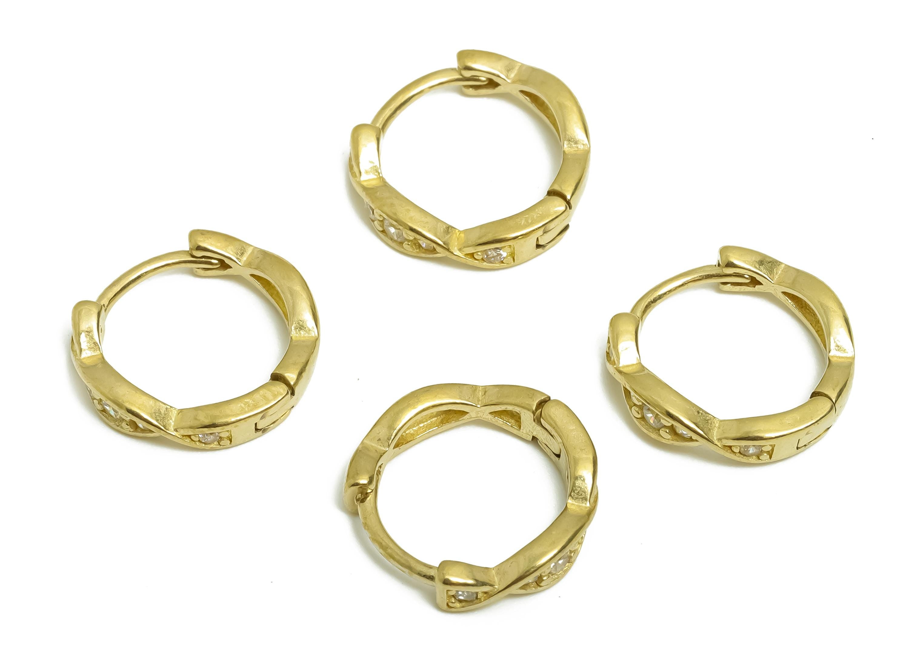 Brass CZ Huggie Hoop Earring - Statement Raw Brass Zircon Earring - Dainty Huggie Hoop Clasp - Jewelry Finding - 12.7x11.9x2.8mm - PP11315 - DOMEDBAZAAR