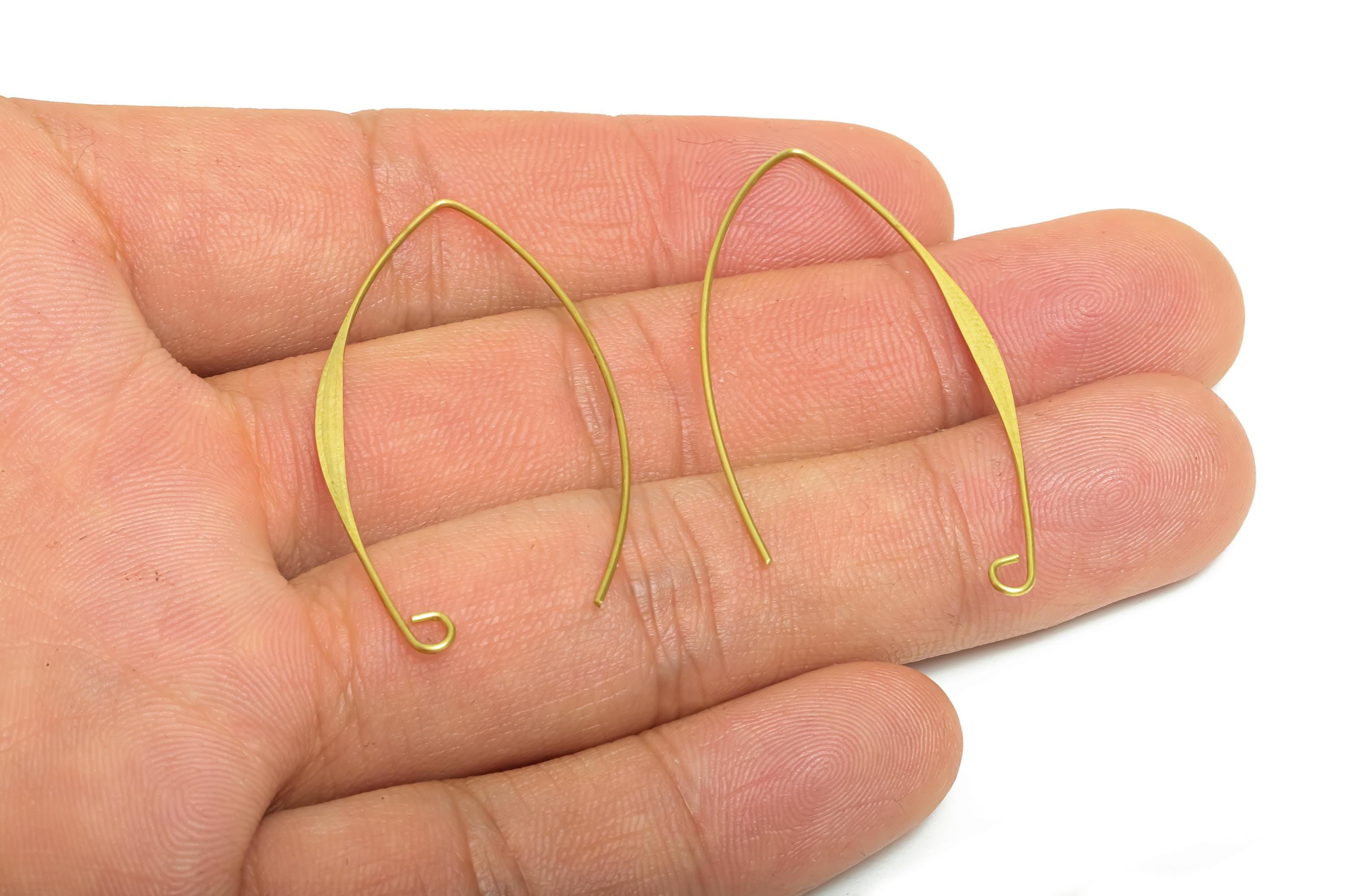 Brass Hammered Earring Wire - Raw Brass Marquise Hoop Earring Base - Lightweight Earring Connector -  Hoop Earring Hook - 42x22x1mm -PP11390 - DOMEDBAZAAR
