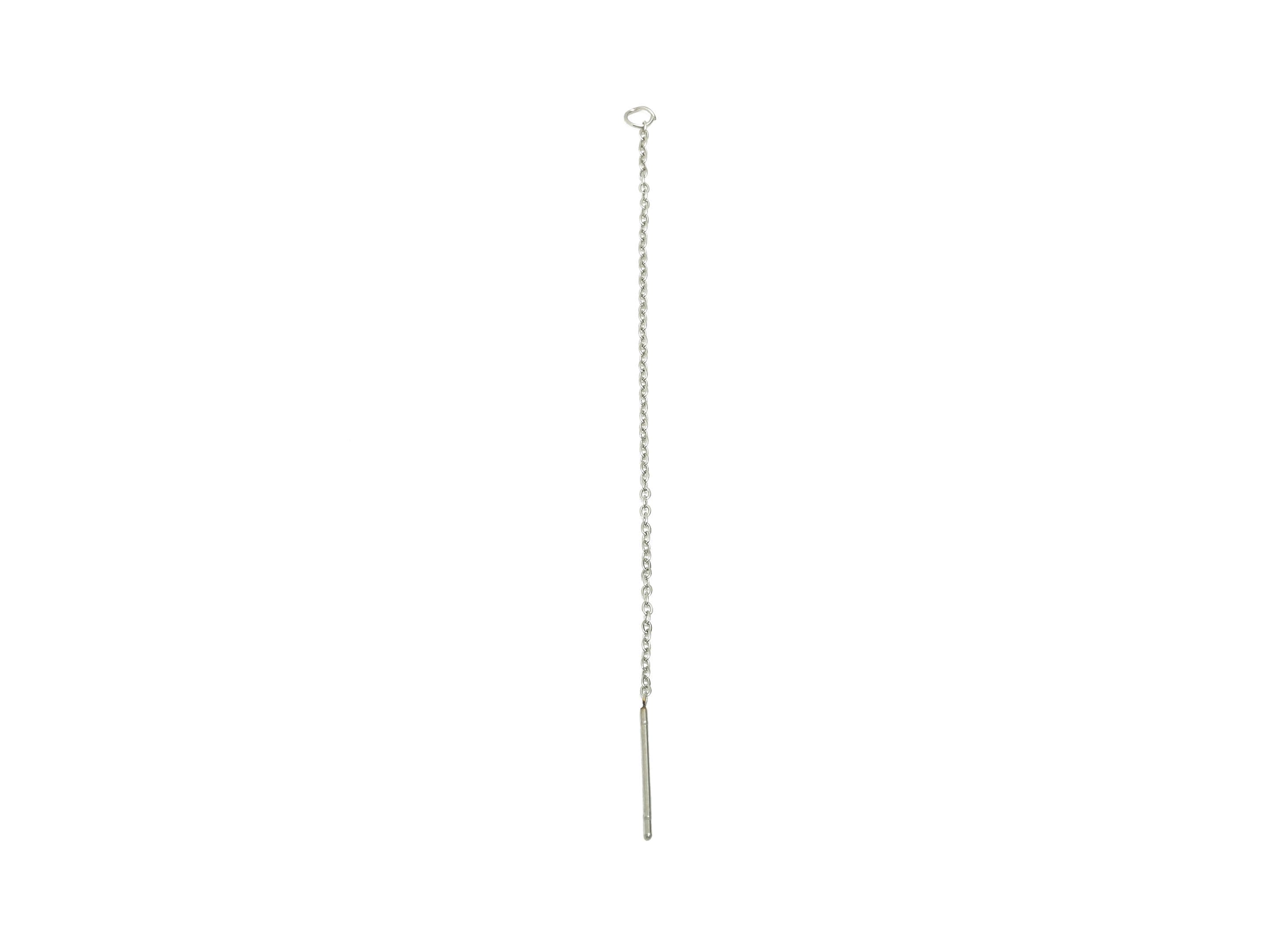 7cm Steel Dangle Chain Earring Post - Flat Cable Chain Earring Stud - Threader Earrings With Loop - Stainless Steel Chain Earring - SS2133G