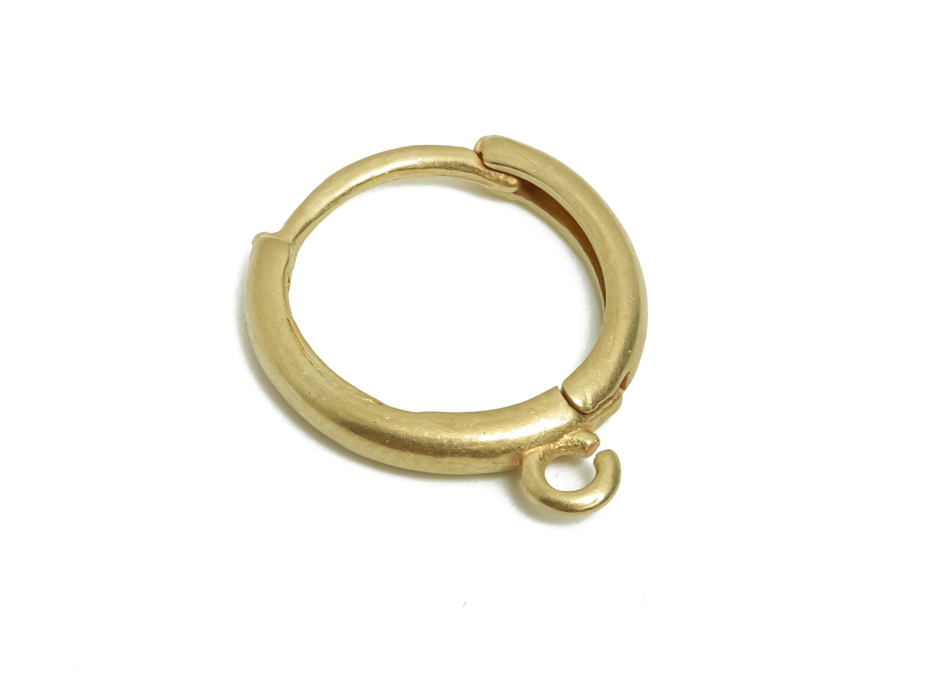 Brass Round Huggie Hoop Earring - Raw Brass Circle Earring with Loop - Huggie Hoop Clasp - Jewelry Making DIY - 16.5x13.78x2.23mm - PP11376 - DOMEDBAZAAR