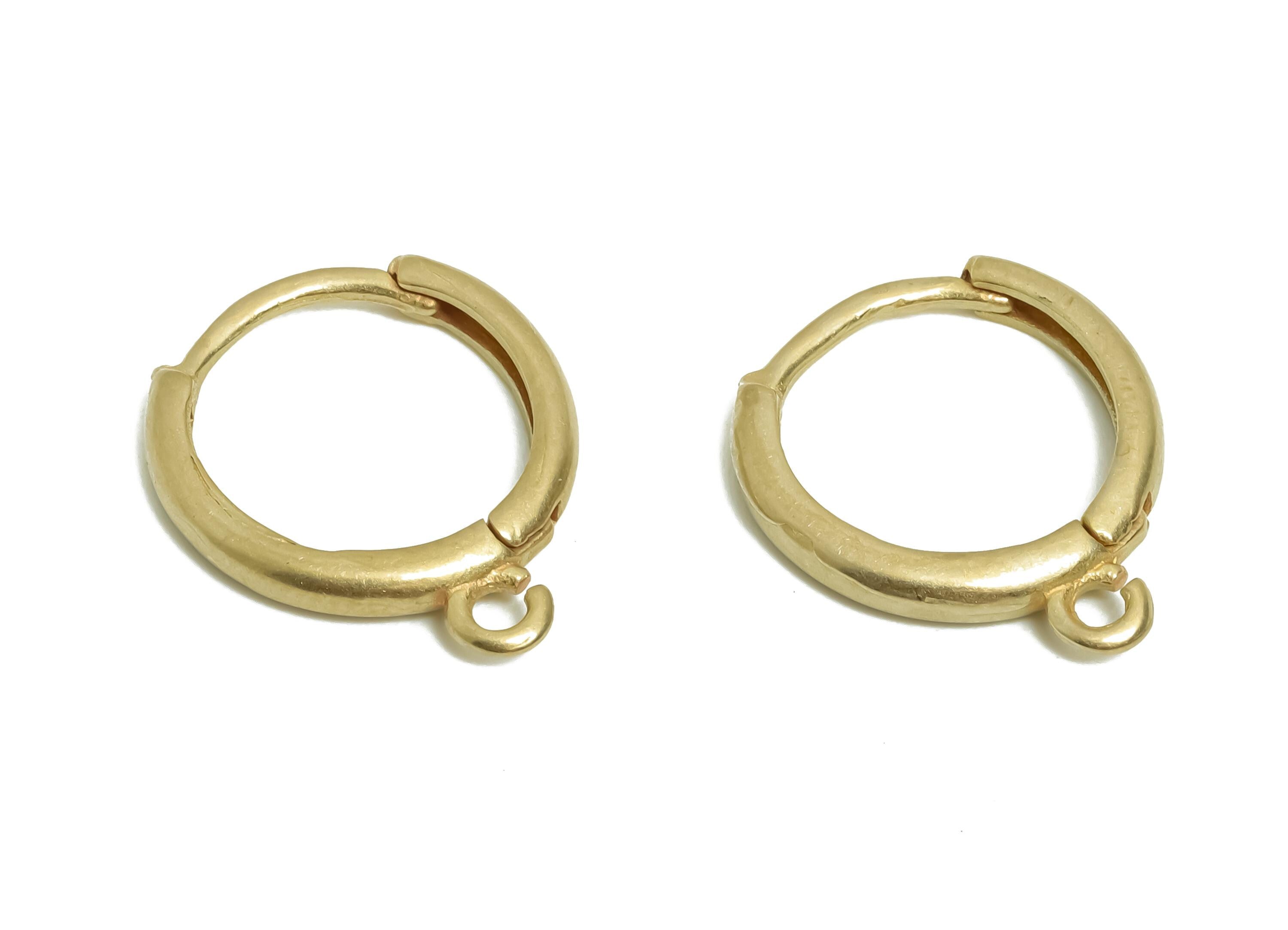 Brass Round Huggie Hoop Earring - Raw Brass Circle Earring with Loop - Huggie Hoop Clasp - Jewelry Making DIY - 16.5x13.78x2.23mm - PP11376 - DOMEDBAZAAR