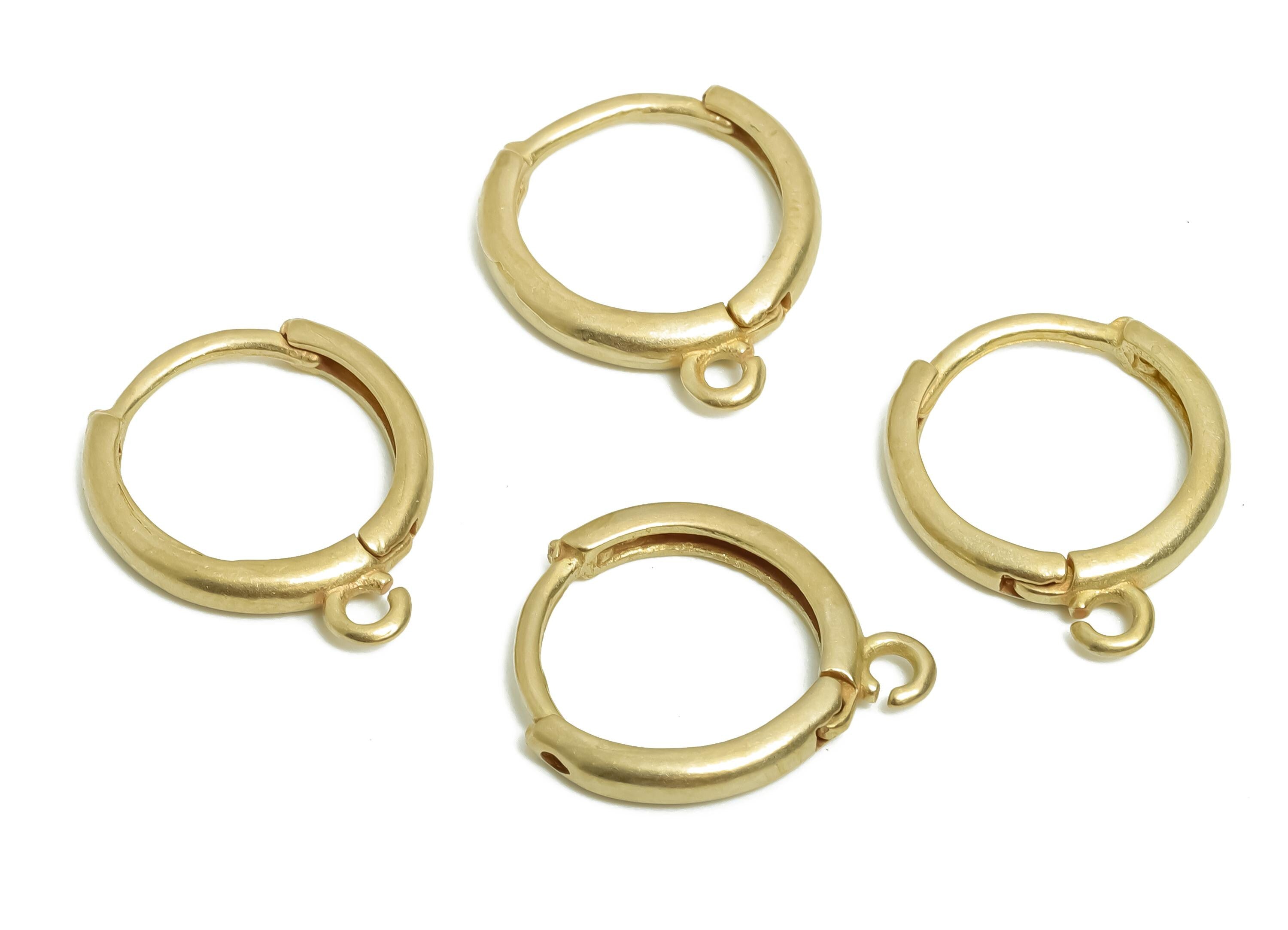 Brass Round Huggie Hoop Earring - Raw Brass Circle Earring with Loop - Huggie Hoop Clasp - Jewelry Making DIY - 16.5x13.78x2.23mm - PP11376 - DOMEDBAZAAR