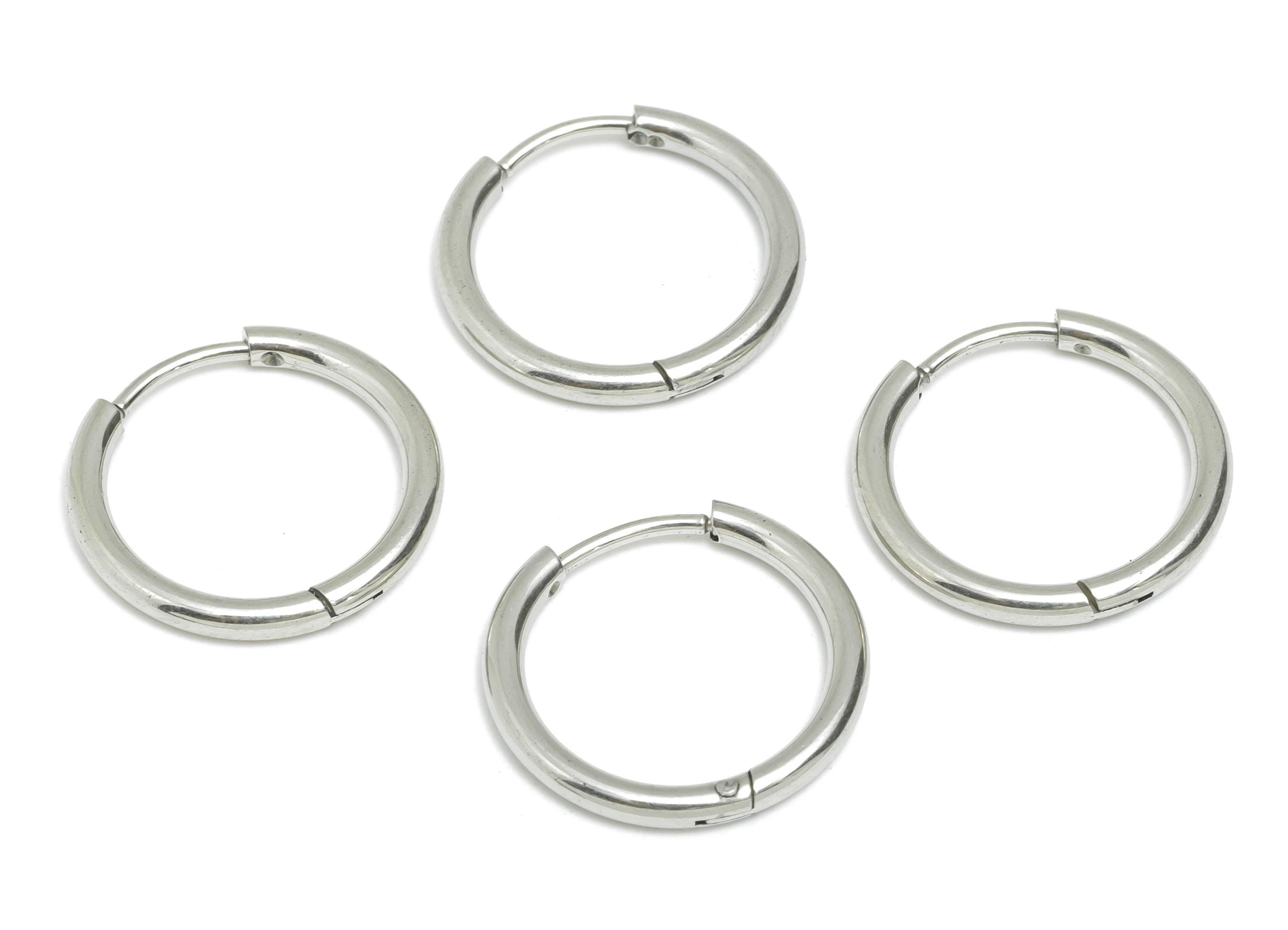2*14mm Stainless Steel Hoop Earring - Minimalist Huggie Hoop Earring - Classic Clasp Hoop Earring - Everyday Wear - 18x18x2mm - SS1717-14 - DOMEDBAZAAR