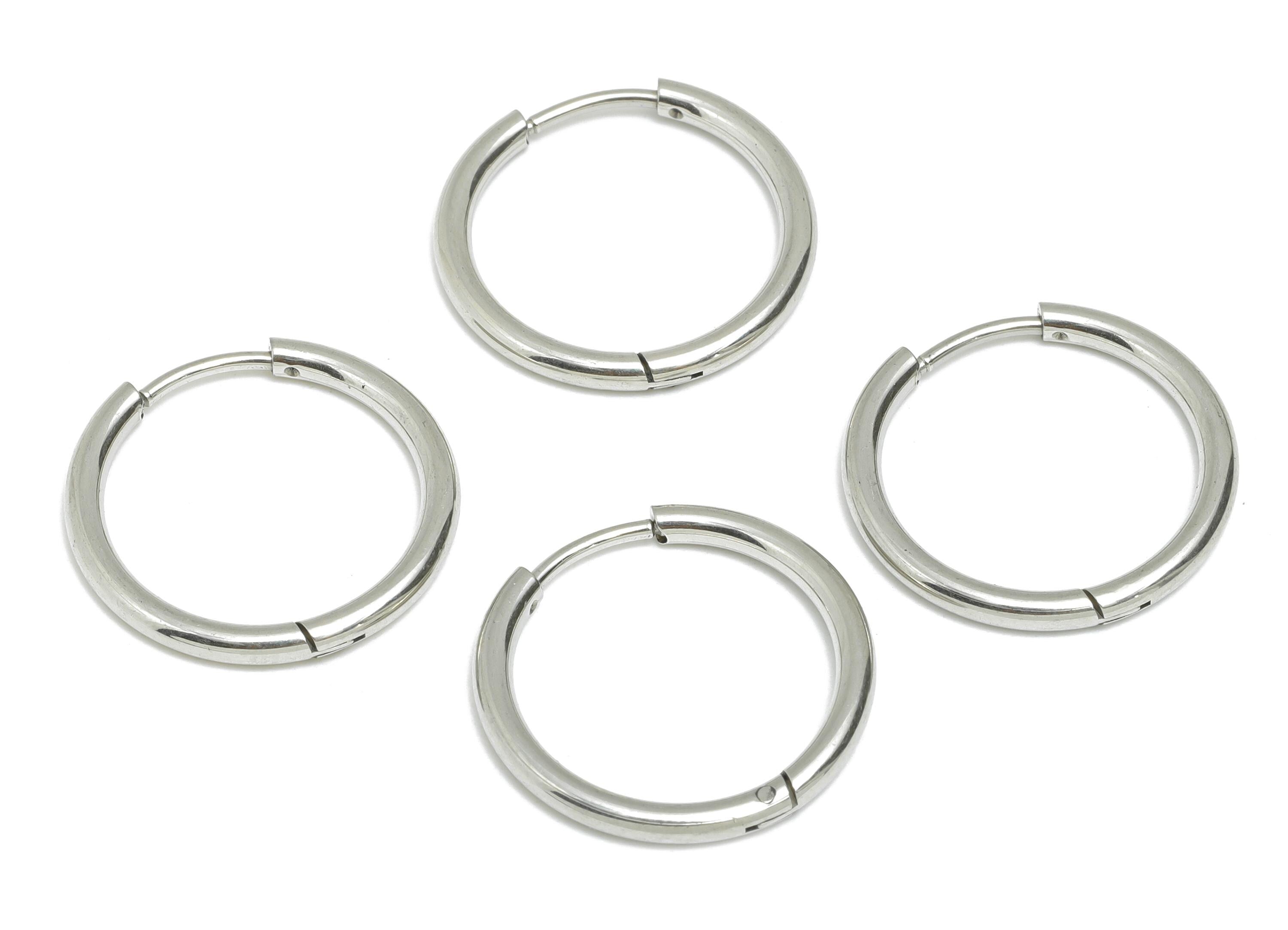 2*16mm Stainless Steel Hoop Earring - Minimalist Huggie Hoop Earring - Classic Clasp Hoop Earring - Everyday Wear - 20x20x2mm - SS1717-16 - DOMEDBAZAAR