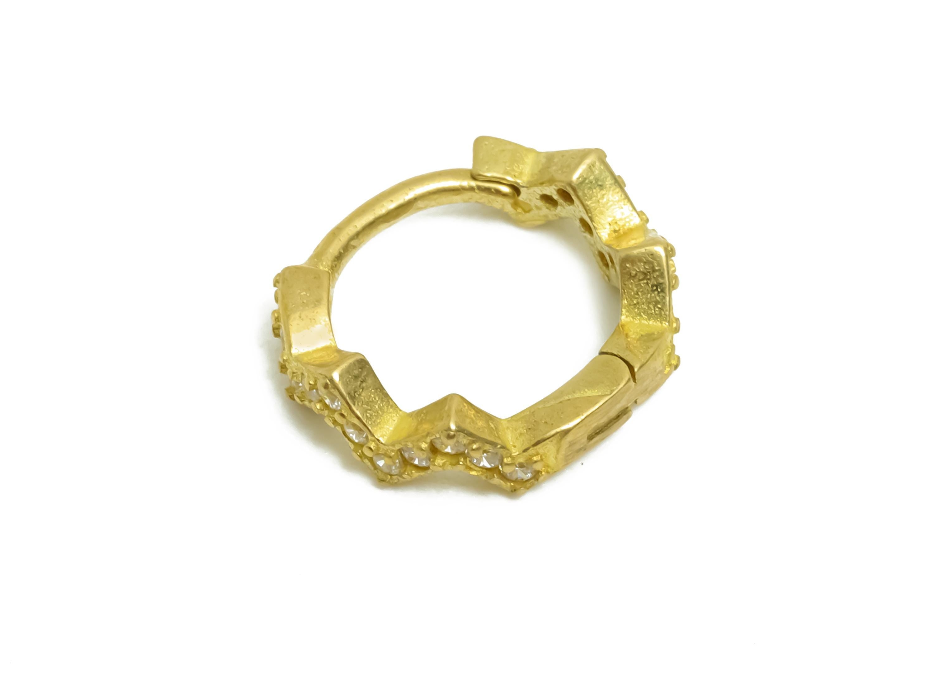 Brass CZ Huggie Hoop Earring - Raw Brass Wave Zircon Earrings - Classic Huggie Hoop Clasps - Jewelry Finding - 11.14x10x3.3mm - PP11320