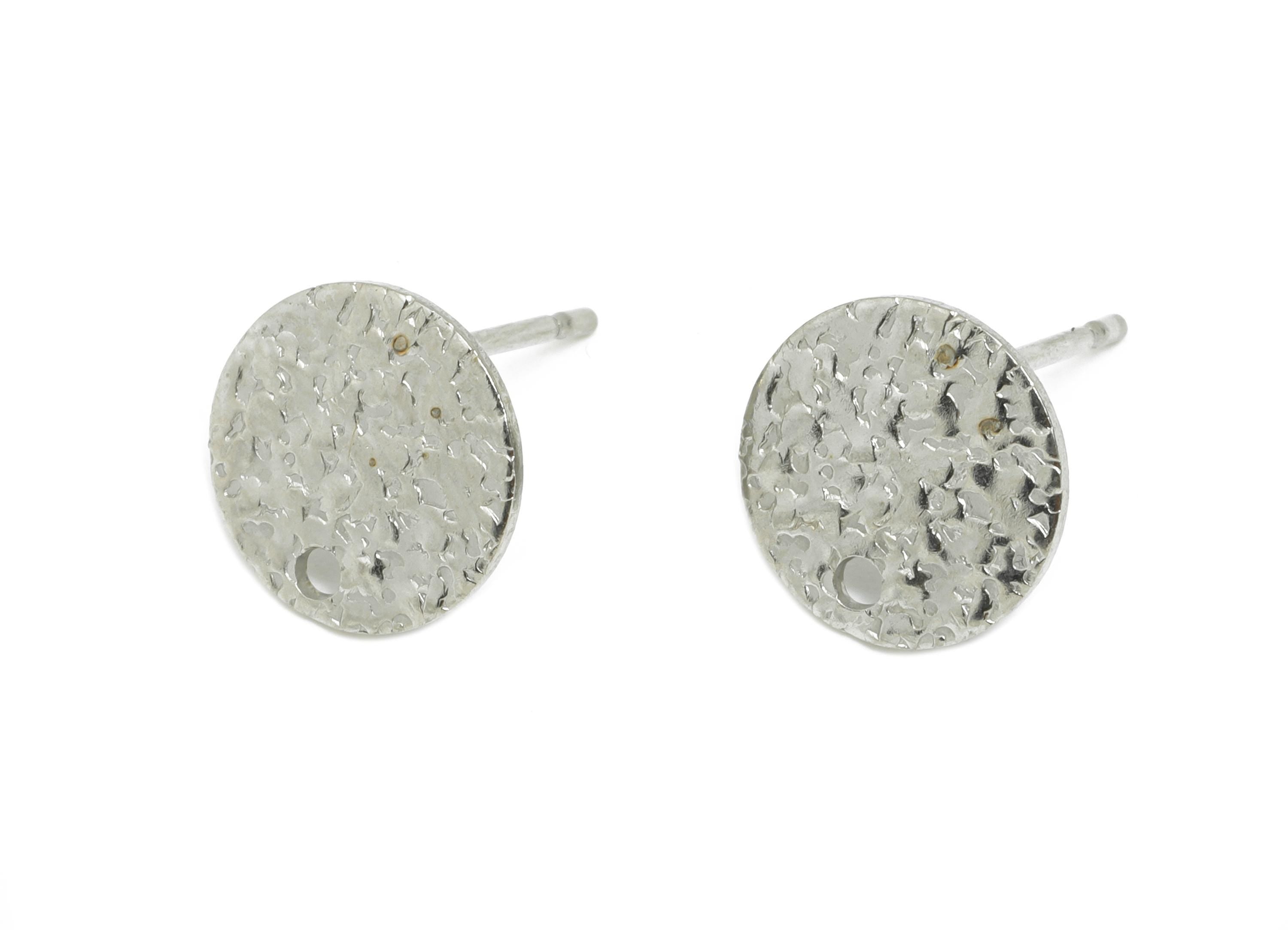 Stainless Steel Textured Stud Earring - Minimalist Circle Earring With Hole - Handmade Jewelry Supplies  - DIY Earring - 10x10x0.8mm -SS1714