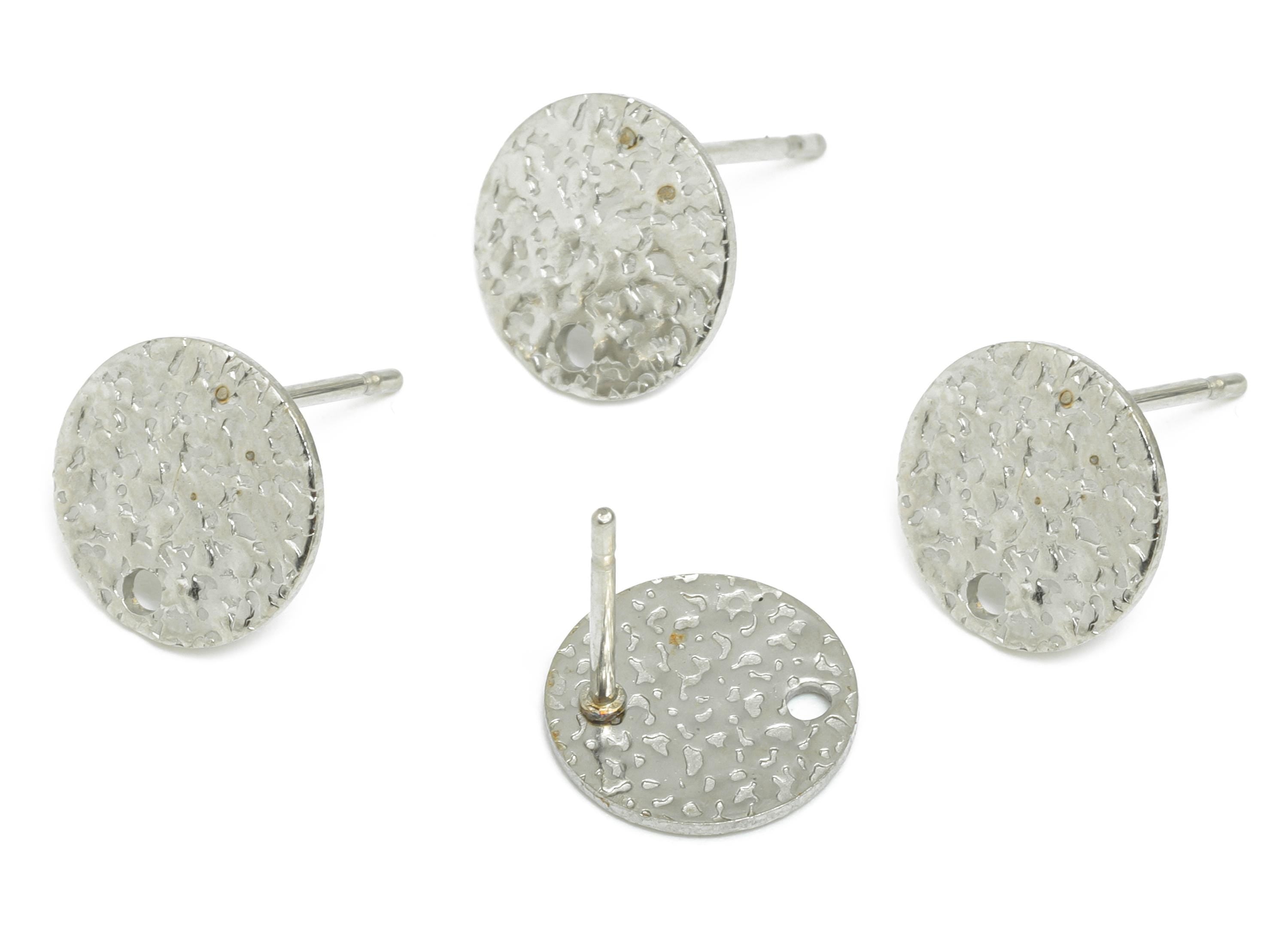 Stainless Steel Textured Stud Earring - Minimalist Circle Earring With Hole - Handmade Jewelry Supplies  - DIY Earring - 10x10x0.8mm -SS1714