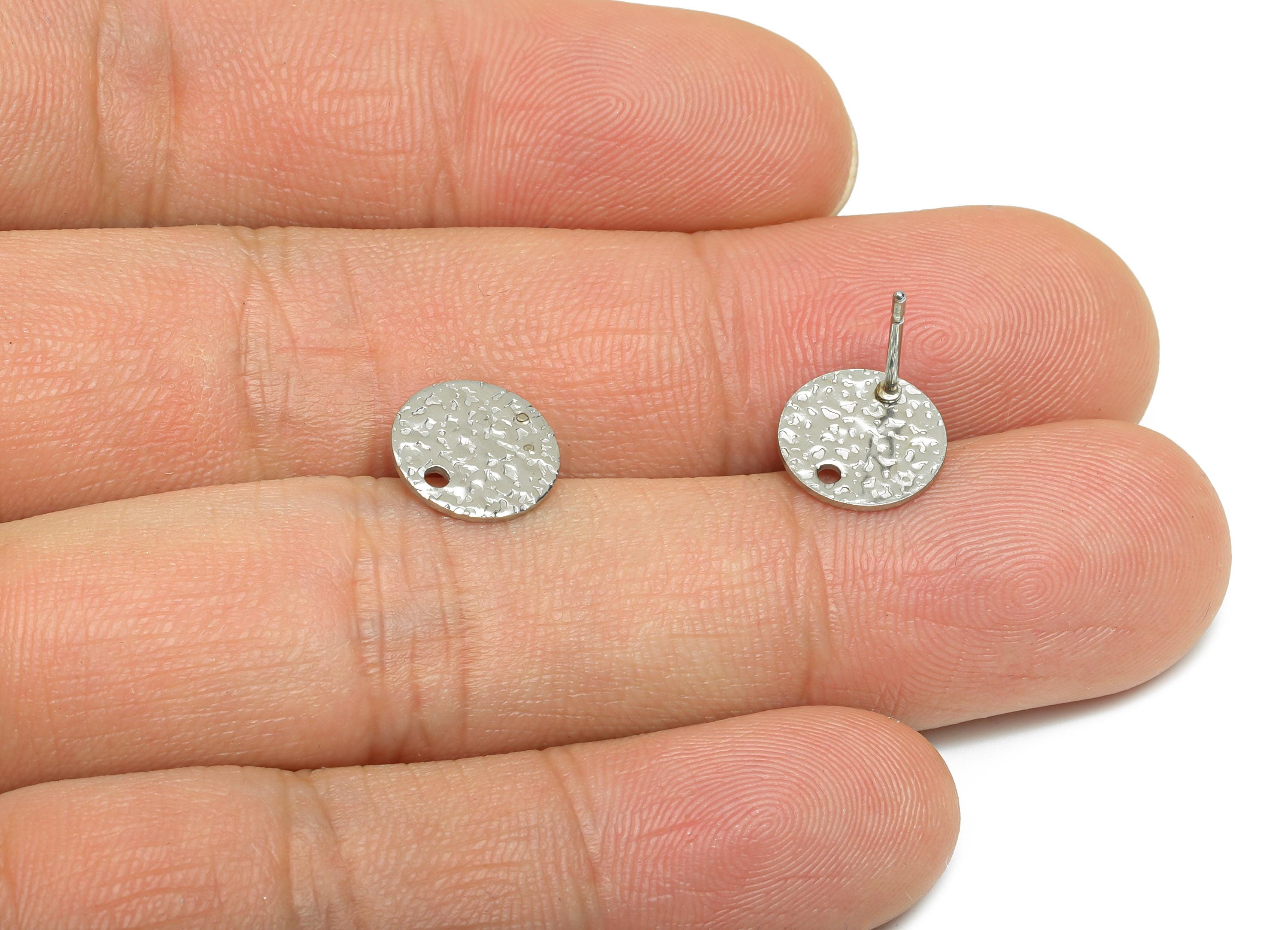 Stainless Steel Textured Stud Earring - Minimalist Circle Earring With Hole - Handmade Jewelry Supplies  - DIY Earring - 10x10x0.8mm -SS1714