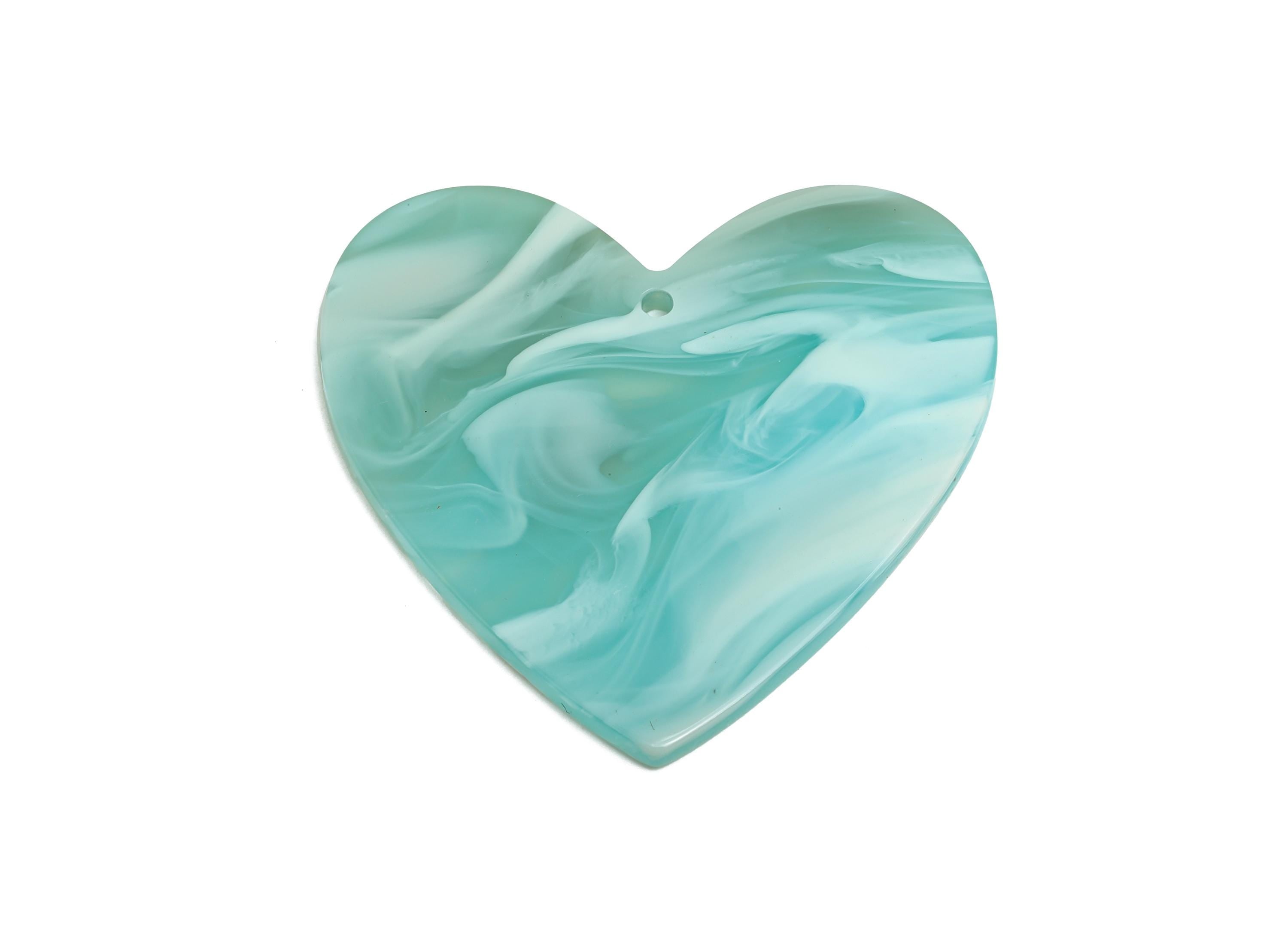 Acrylic Heart Earring Charm - Unique Marbled Heart Jewelry Charm - Handmade Craft Supply - DIY Jewelry Making - 42.7x41x2mm - AC2684-A1071 - DOMEDBAZAAR