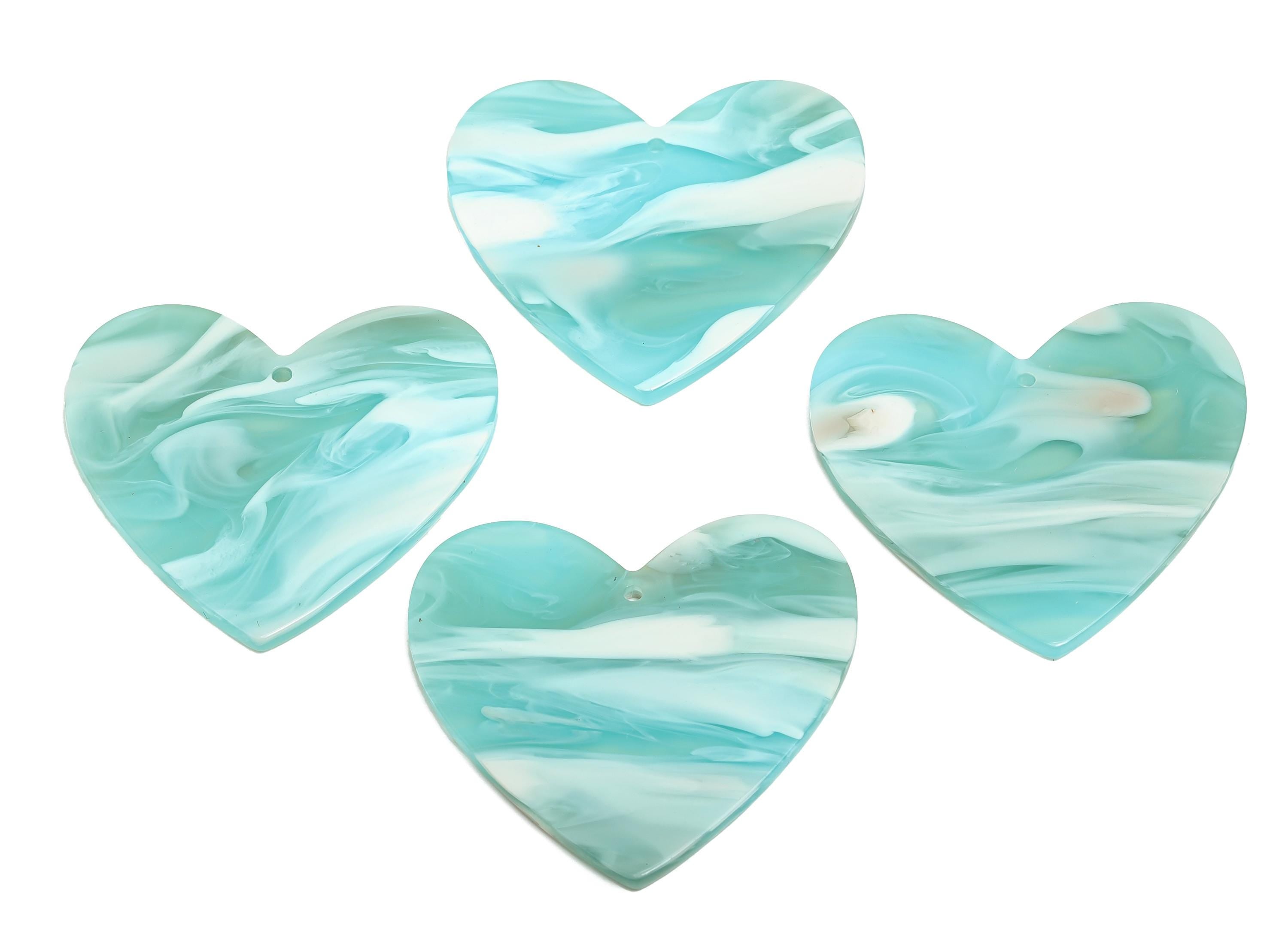 Acrylic Heart Earring Charm - Unique Marbled Heart Jewelry Charm - Handmade Craft Supply - DIY Jewelry Making - 42.7x41x2mm - AC2684-A1071 - DOMEDBAZAAR