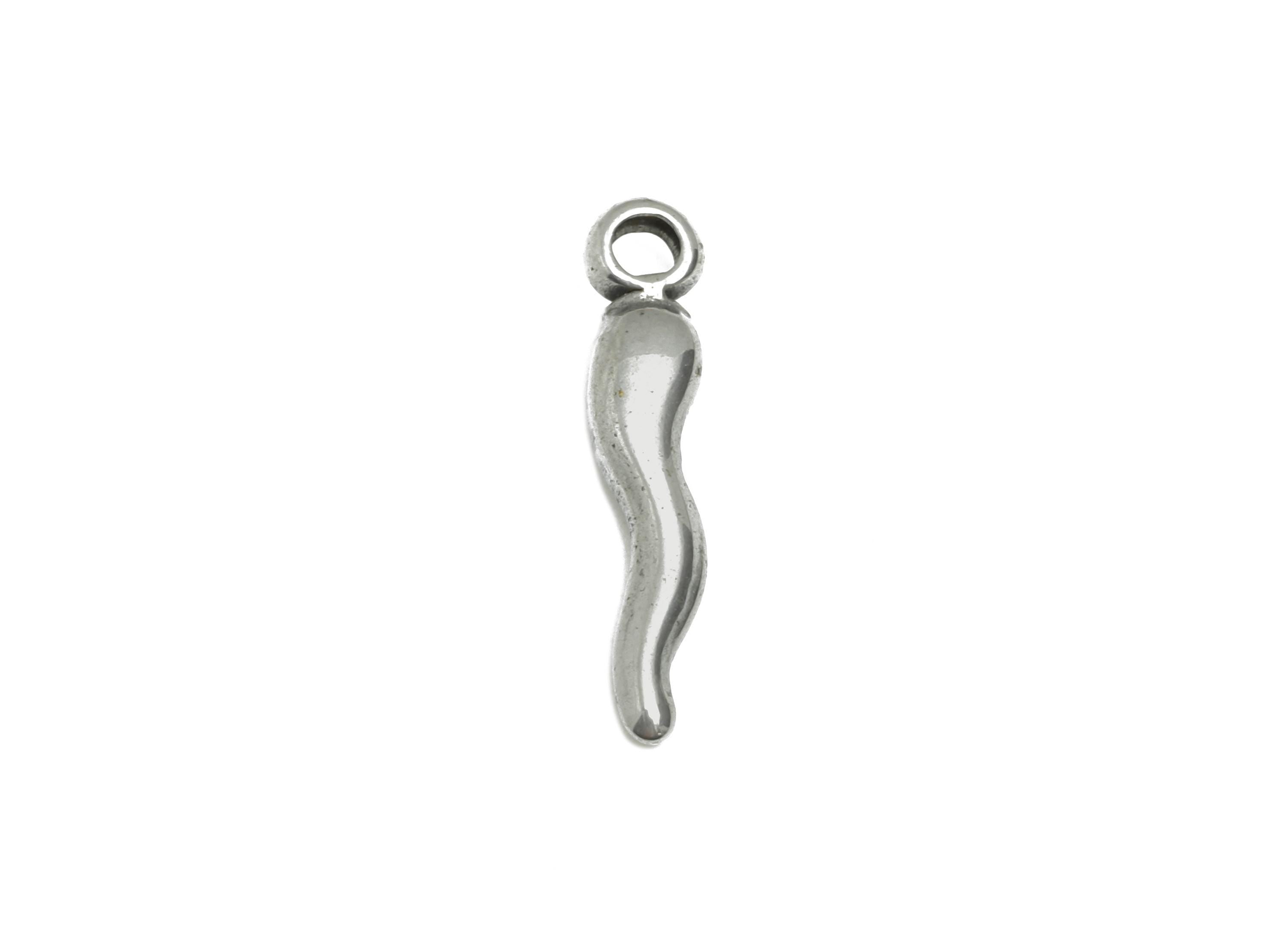Steel Cornicello Earring Charm - Italian Horn Pendant  - Stainless Steel Protective Amulet - 304 Stainless Steel - 17x3x1.73mm - SS2116 - DOMEDBAZAAR