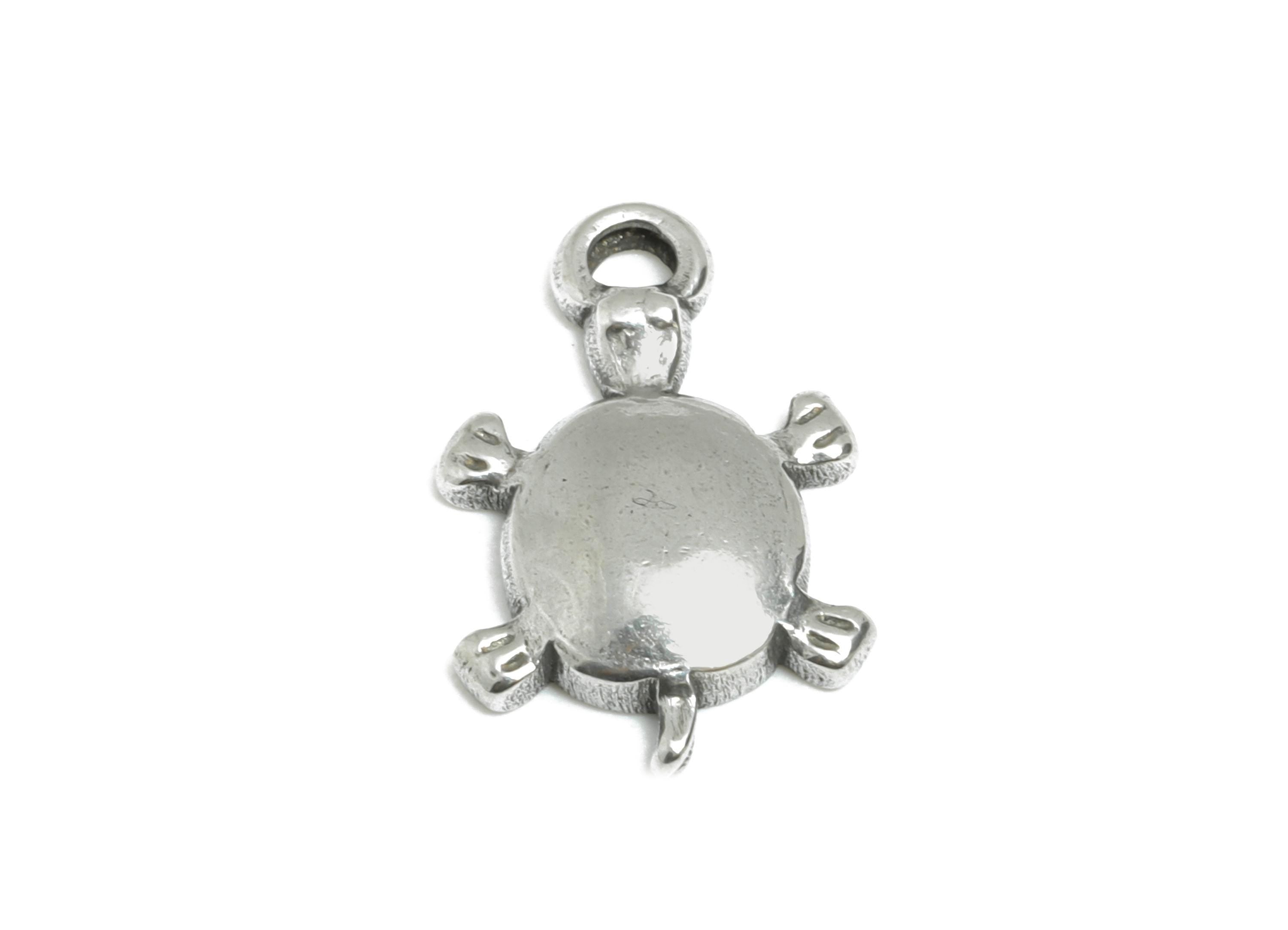 Steel Turtle Charms - Marine Life Turtle Pendant - Beach-Themed Animal Jewelry Component - Steel Findings - 15.88x10.4x2.6mm - SS2122 - DOMEDBAZAAR