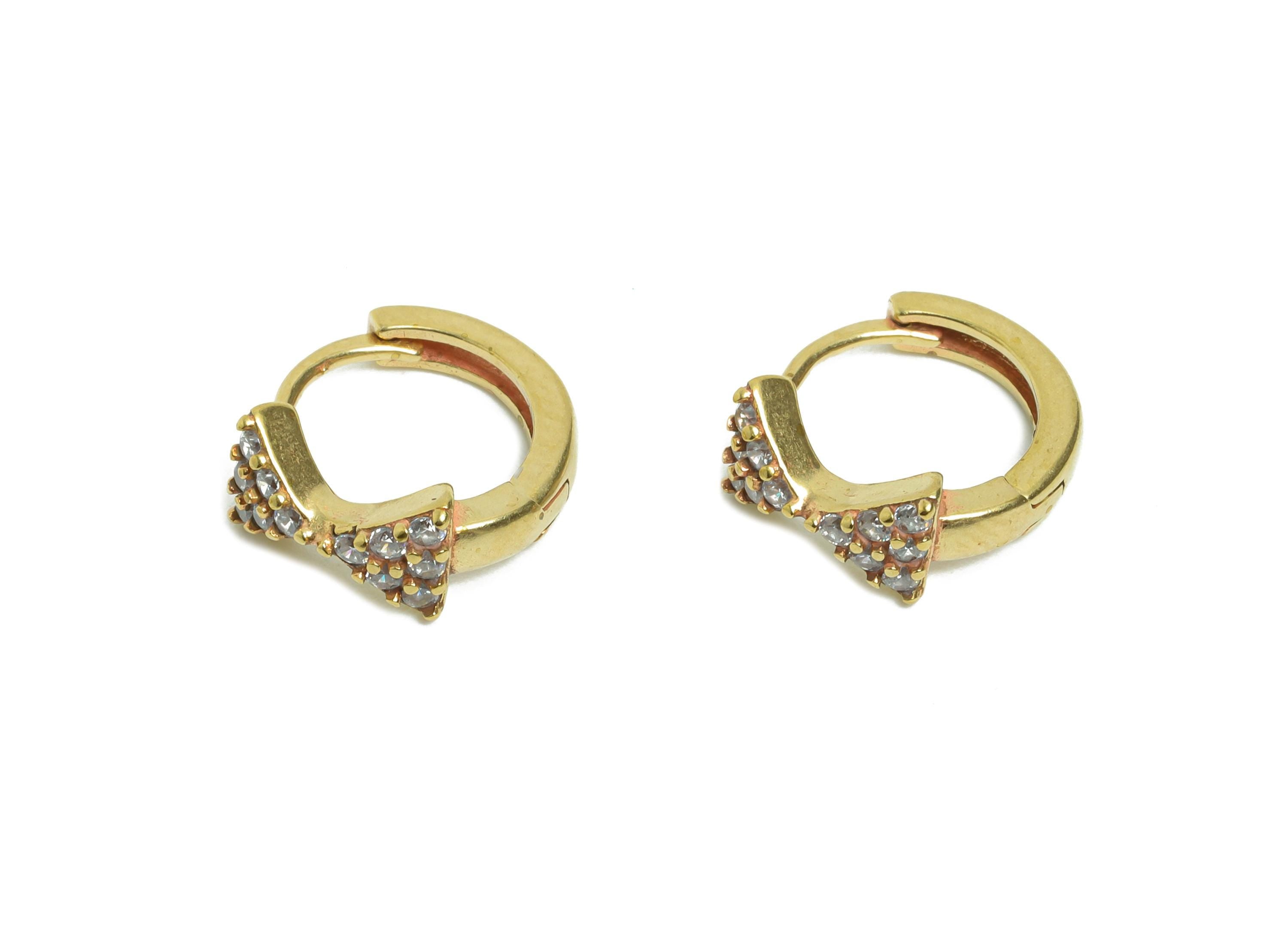 Brass CZ Bow Huggie Hoop Earring - Cute Raw Brass Bow Zircon Earring - Dainty Huggie Hoop Clasp - Jewelry Finding - 6.76x5.24x5mm - PP11286 - DOMEDBAZAAR