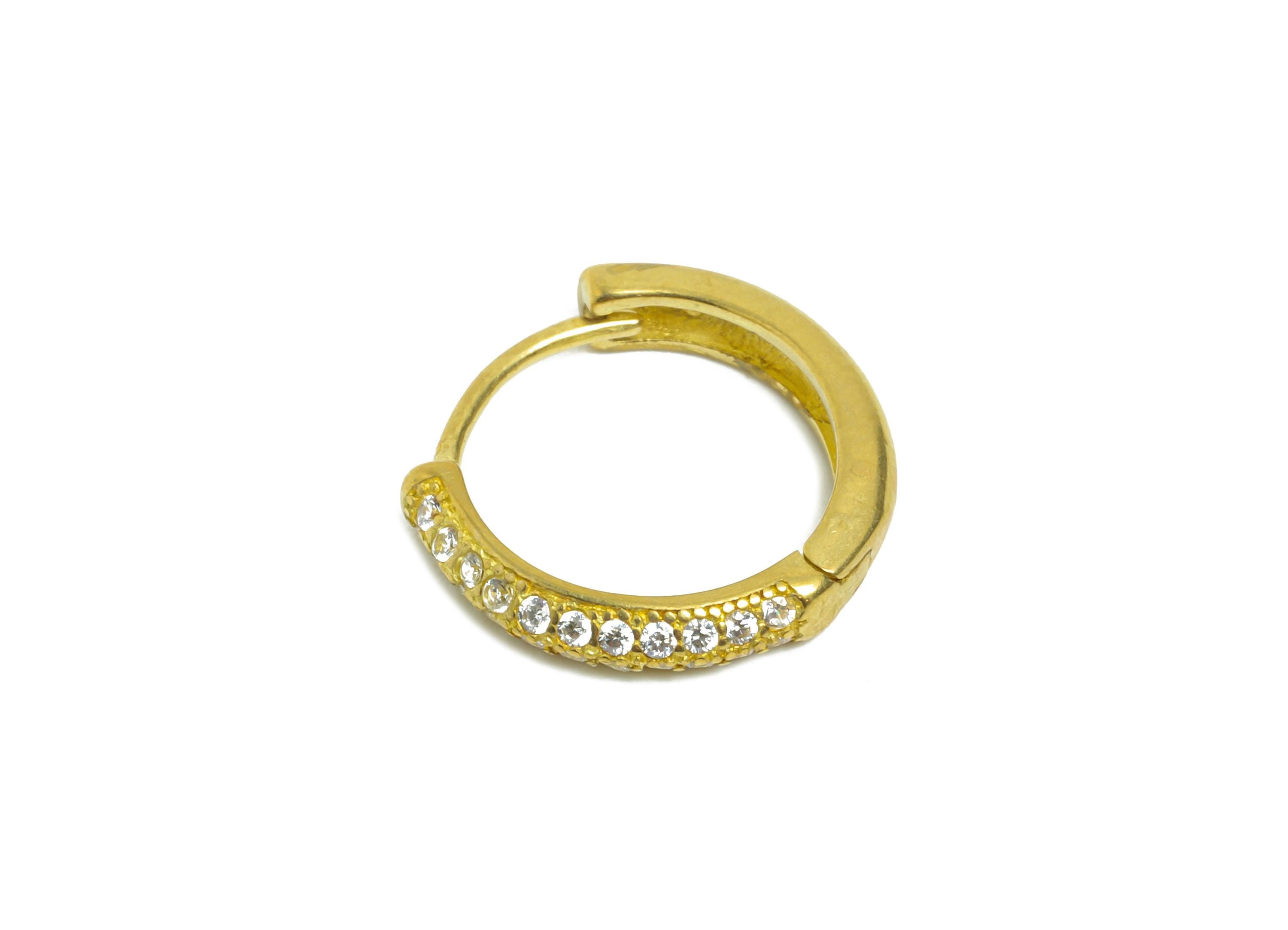 Brass CZ Round Huggie Hoop Earring - Mini Raw Brass Zircon Earring - Dainty Huggie Hoop Clasp - Earring Finding - 14.5x13.58x2.8mm - PP11301 - DOMEDBAZAAR