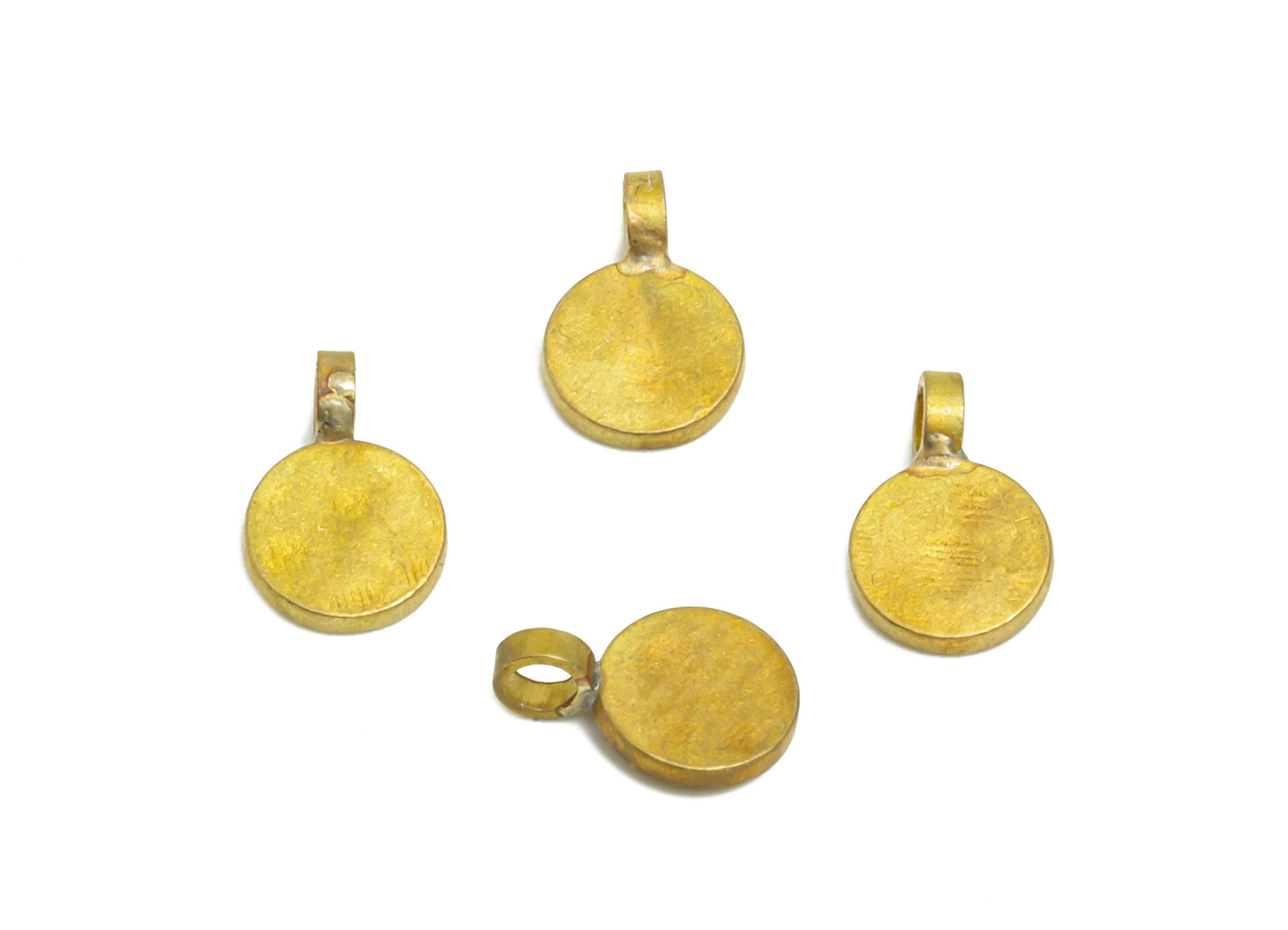 Brass Tiny Round Earring Charms -Raw Brass Circle Tag Charm - Mini Coin Charms for Jewelry - Flat Disc Charms for Bracelets - PP11375 - DOMEDBAZAAR