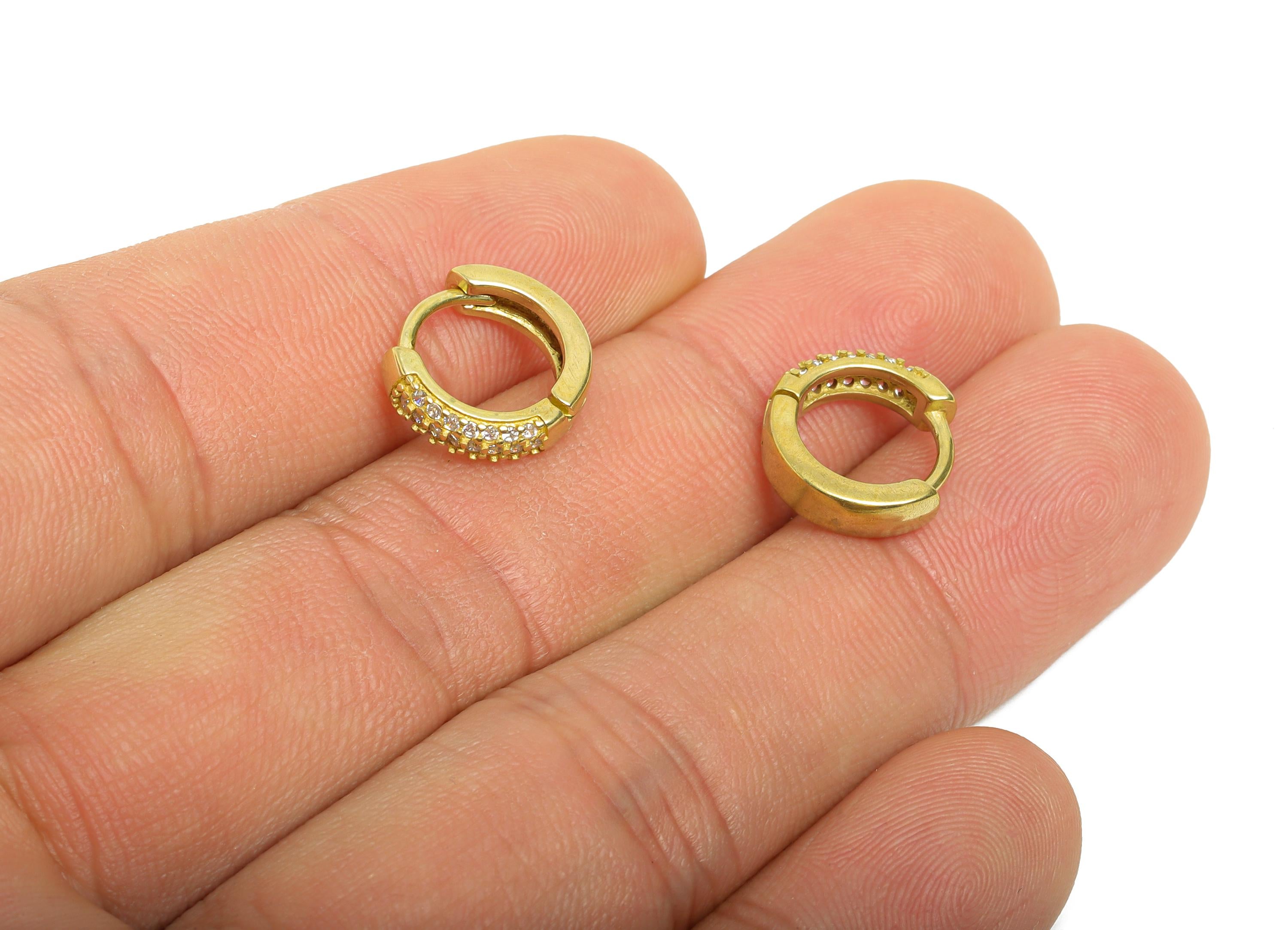 Brass CZ Round Huggie Hoop Earring - Raw Brass Zircon Earring - Sparkling Huggie Hoop Clasp - Jewelry Finding - 12.83x11.05x3.3mm - PP11277 - DOMEDBAZAAR
