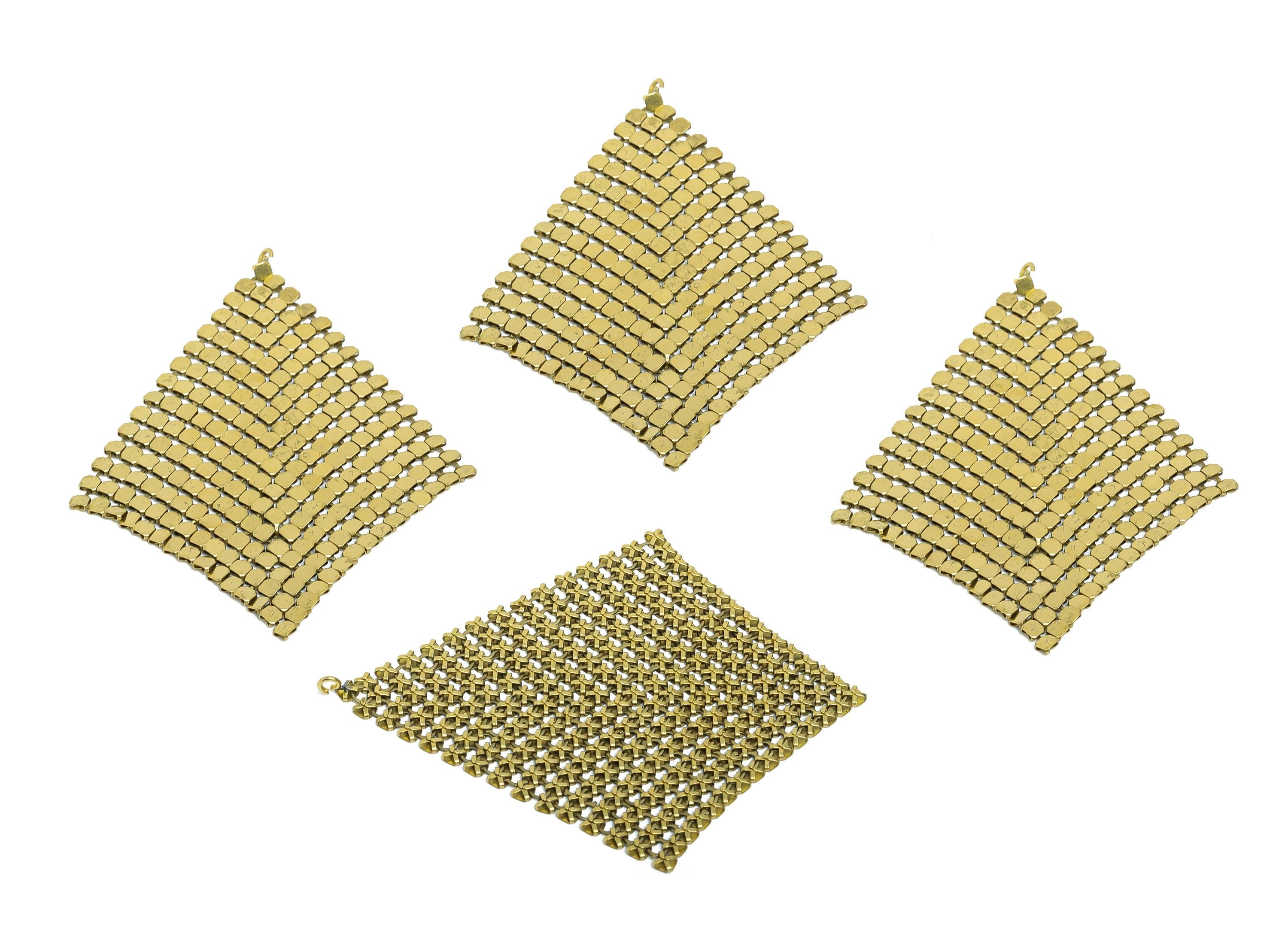 Brass Mesh Fabric Panel Earring Charm - Raw Brass 5x5mm Square Mesh Earring Charms - Flexible Sequin Chainmail Sheet - 5x5x1.57mm - PP11397 - DOMEDBAZAAR