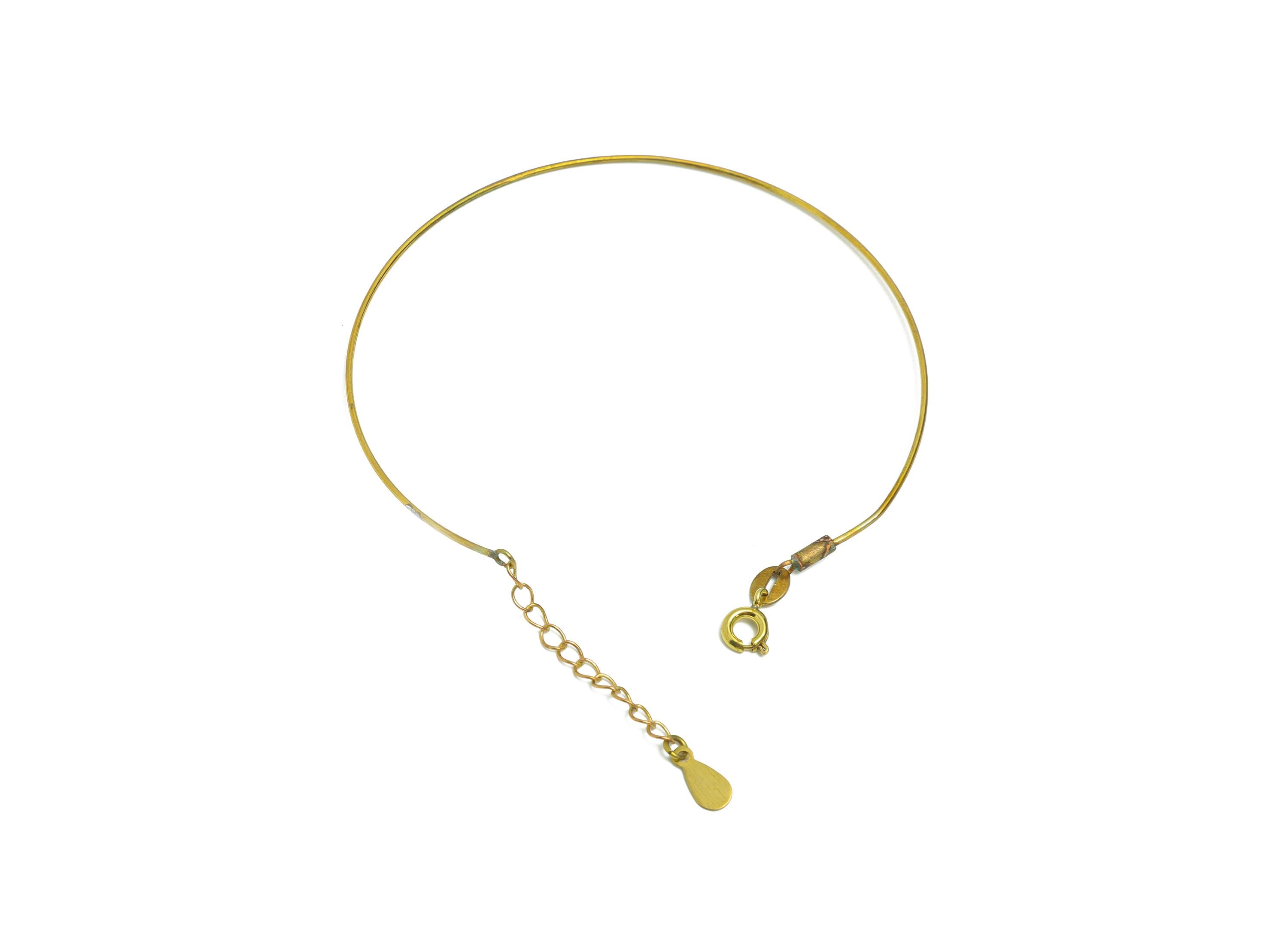 Brass Customizable Bracelet Base - Raw Brass DIY Bead Bracelet - Thin Wire Bracelet with Clasp - Adjustable Bracelet - 63x59x0.8mm - PP11373 - DOMEDBAZAAR