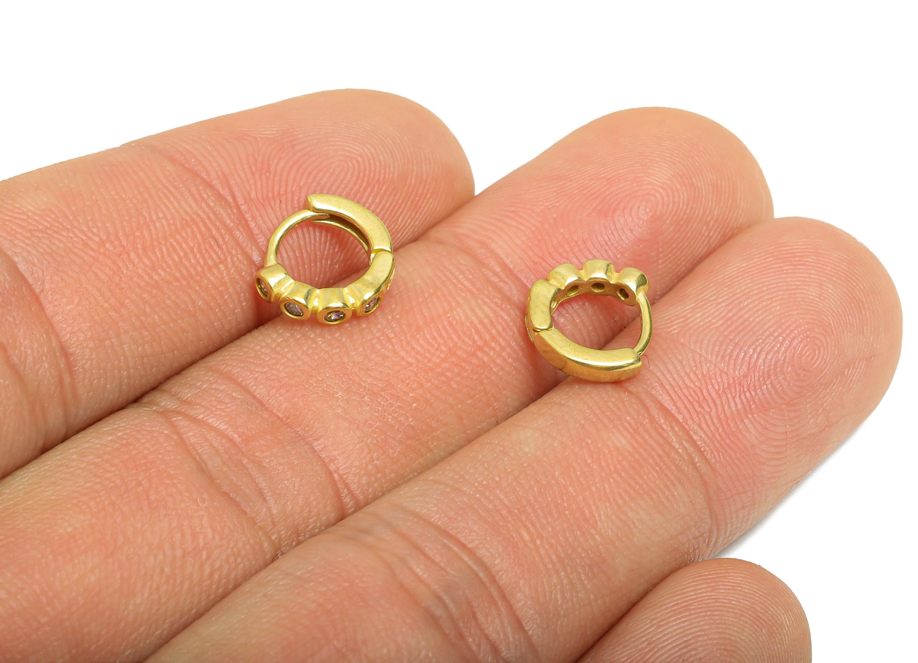 Brass CZ Round Huggie Hoop Earring - Raw Brass Zircon Earring - Sparkling Huggie Hoop Clasp - Jewelry Finding - 10x9x2mm - PP11302 - DOMEDBAZAAR