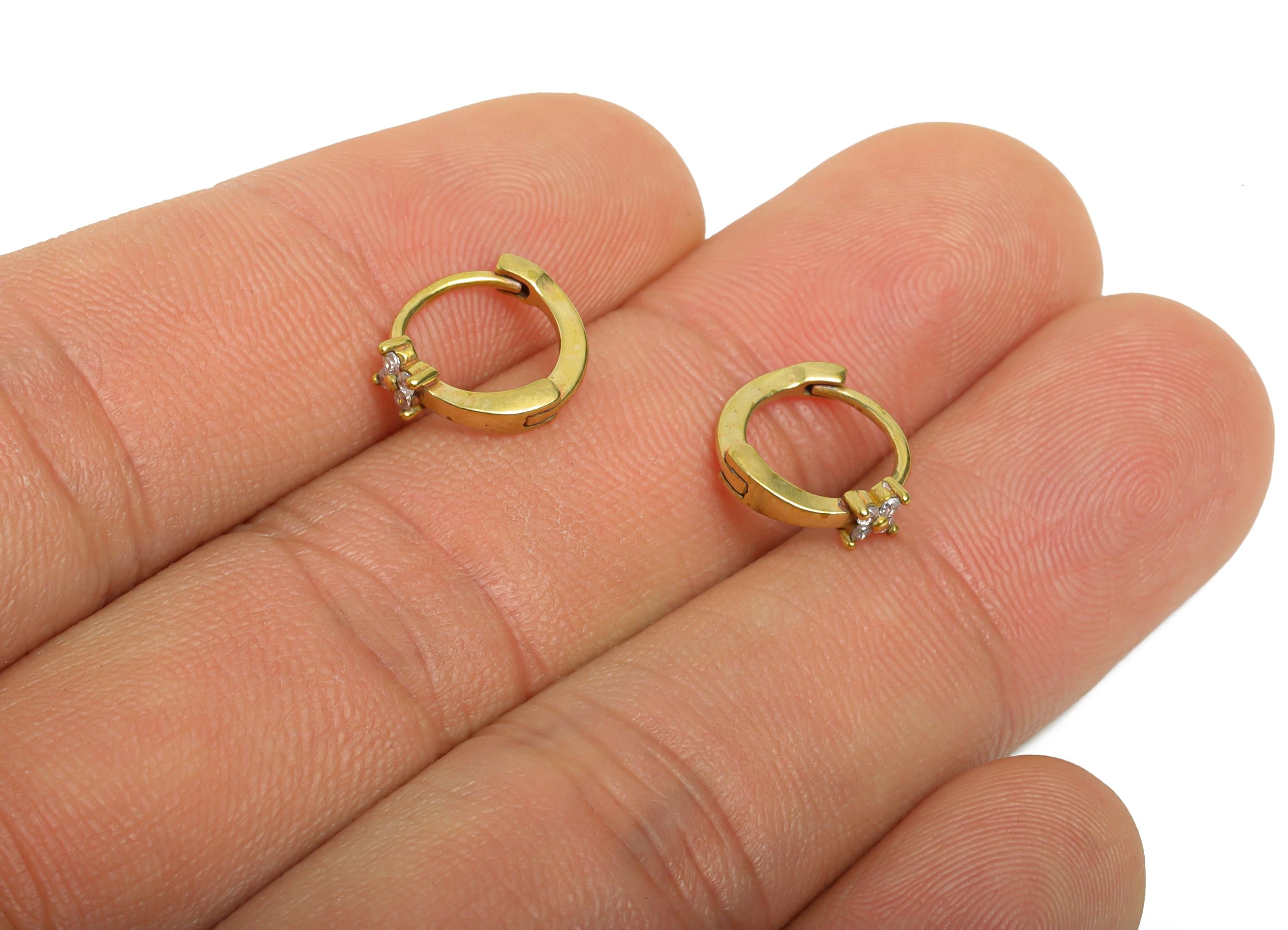 Brass CZ Floral Huggie Hoop Earring - Raw Brass Zircon Earring - Sparkling Huggie Hoop Clasp - Jewelry Finding - 11.6x10.32x3.3mm - PP11309 - DOMEDBAZAAR