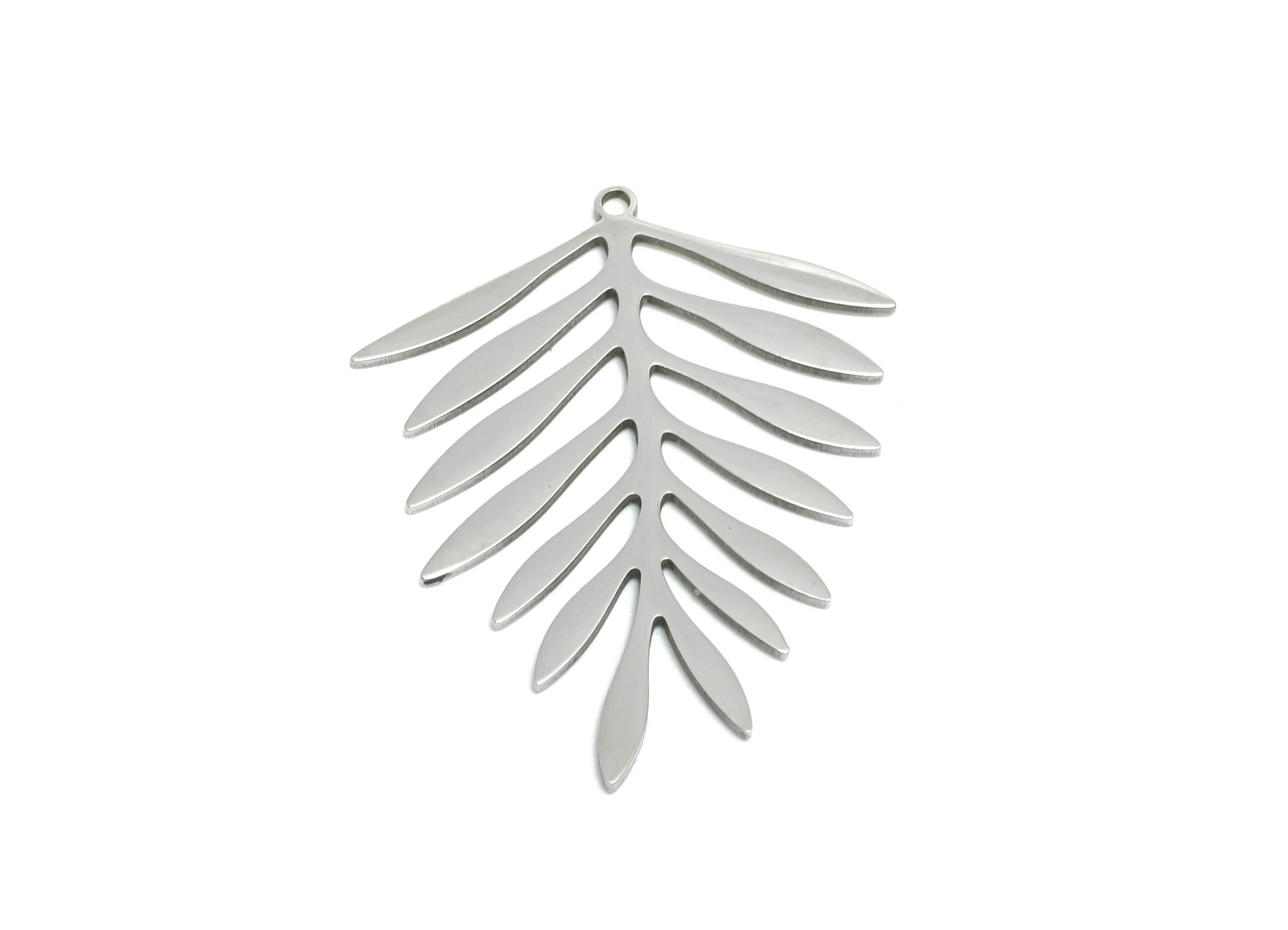 Steel Leaf Earring Charm - Steel Botanical Jewelry Charm - Lightweight Openwork Leaf Jewelry Supply - Stainless Steel - 30x24x0.9mm - SS2646 - DOMEDBAZAAR