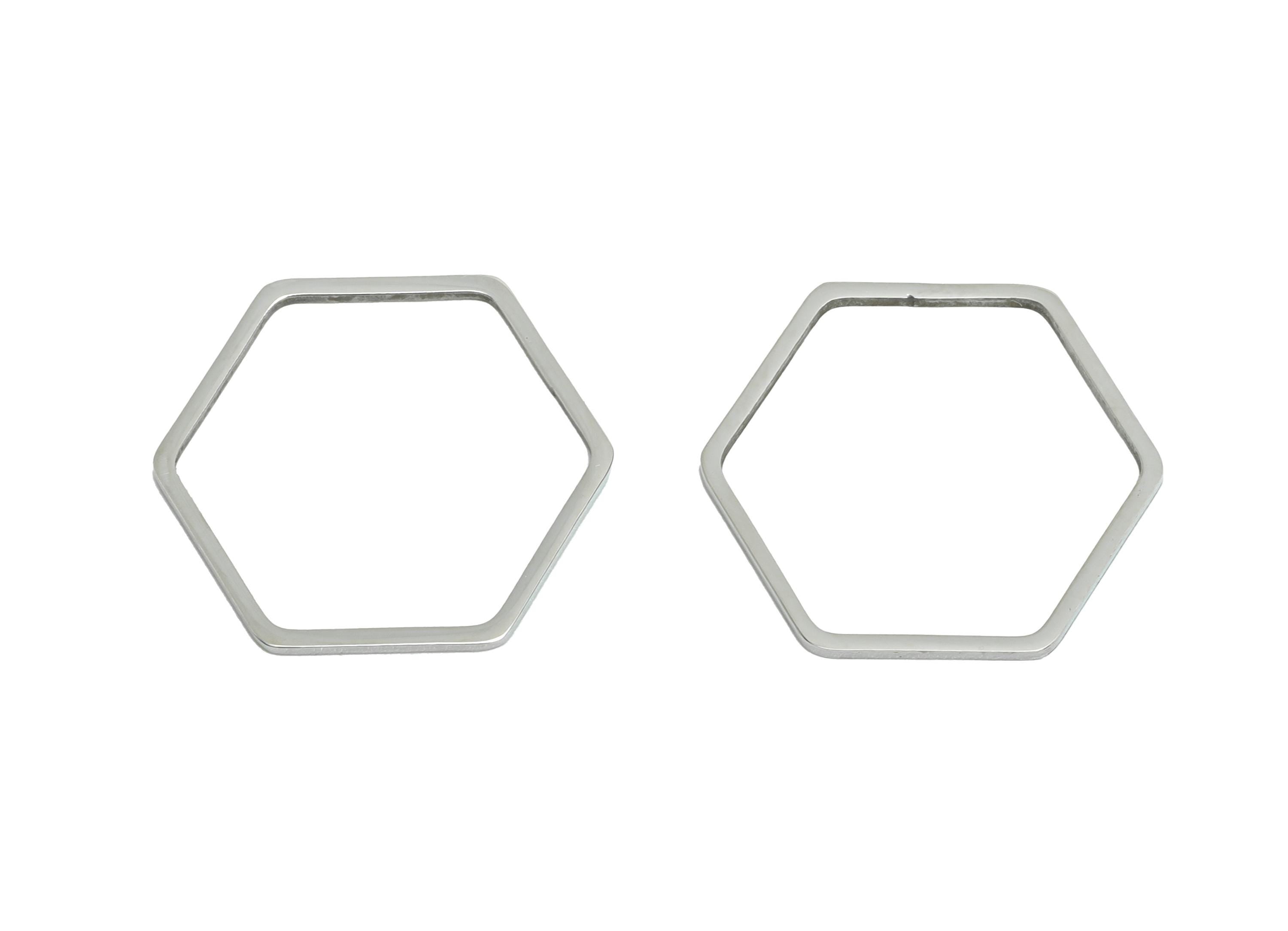 20mm Steel Hexagon Ring Earring Charm - Geometric Jewelry Connector for DIY Making - Lightweight Hollow Hexagon Charm -20x17.8x0.9mm -SS2680 - DOMEDBAZAAR