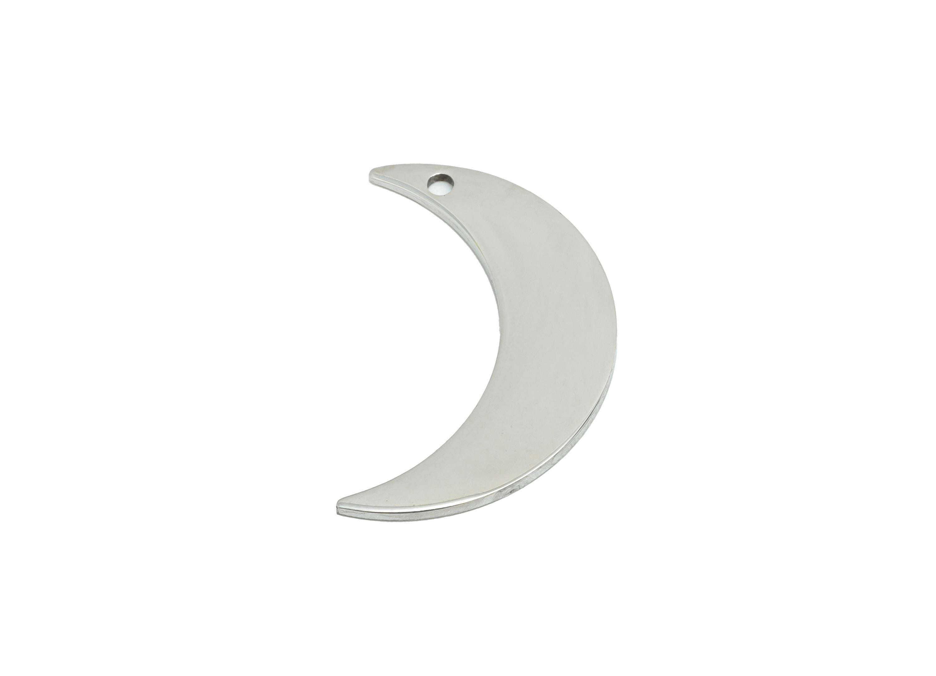 Crescent Moon Charm - Steel Silver Crescent Necklace Piece - Celestial Jewelry Supply - Minimalist Moon Charm - 21x13x0.98mm - SS2652 - DOMEDBAZAAR