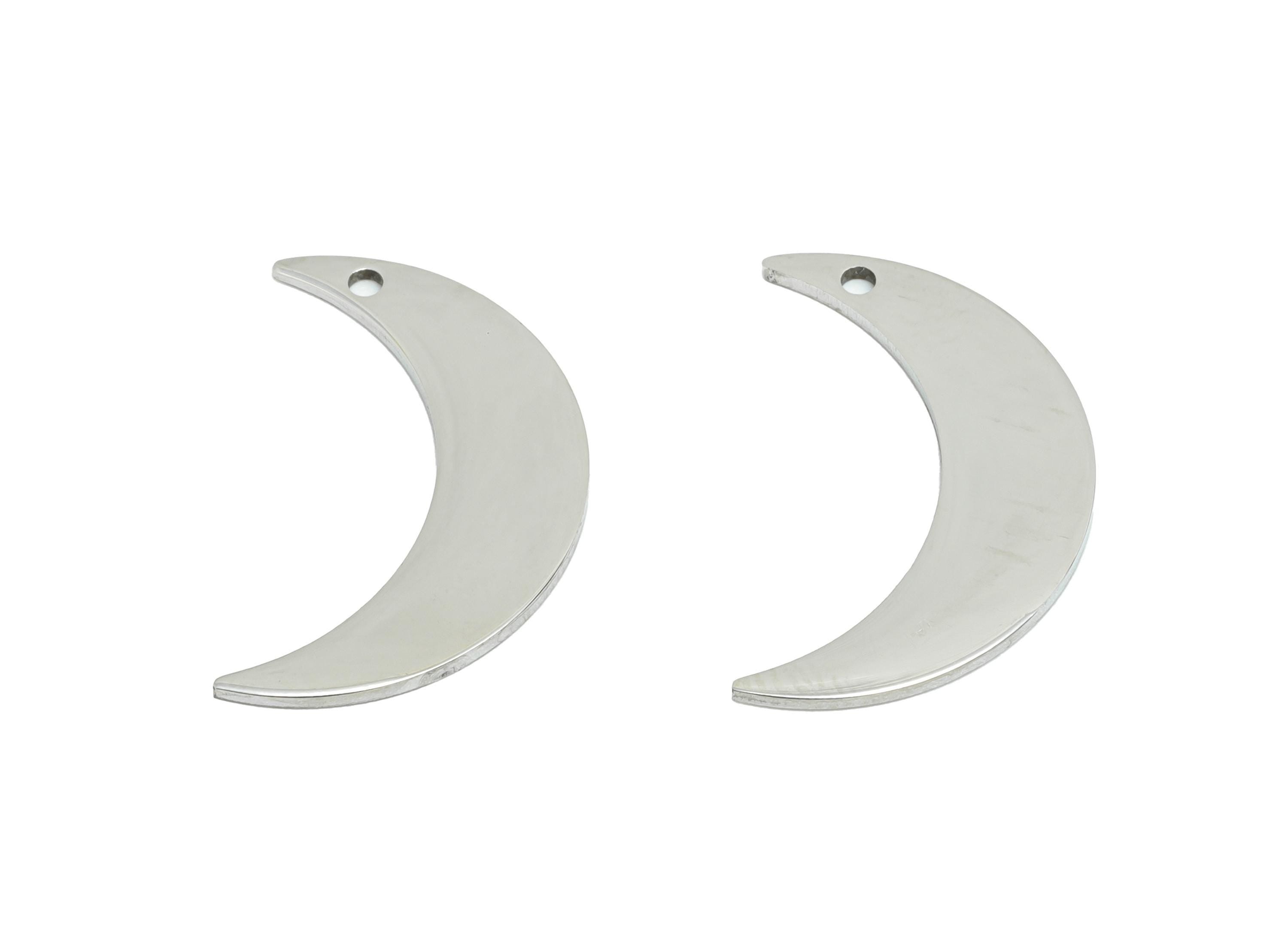 Crescent Moon Charm - Steel Silver Crescent Necklace Piece - Celestial Jewelry Supply - Minimalist Moon Charm - 21x13x0.98mm - SS2652 - DOMEDBAZAAR