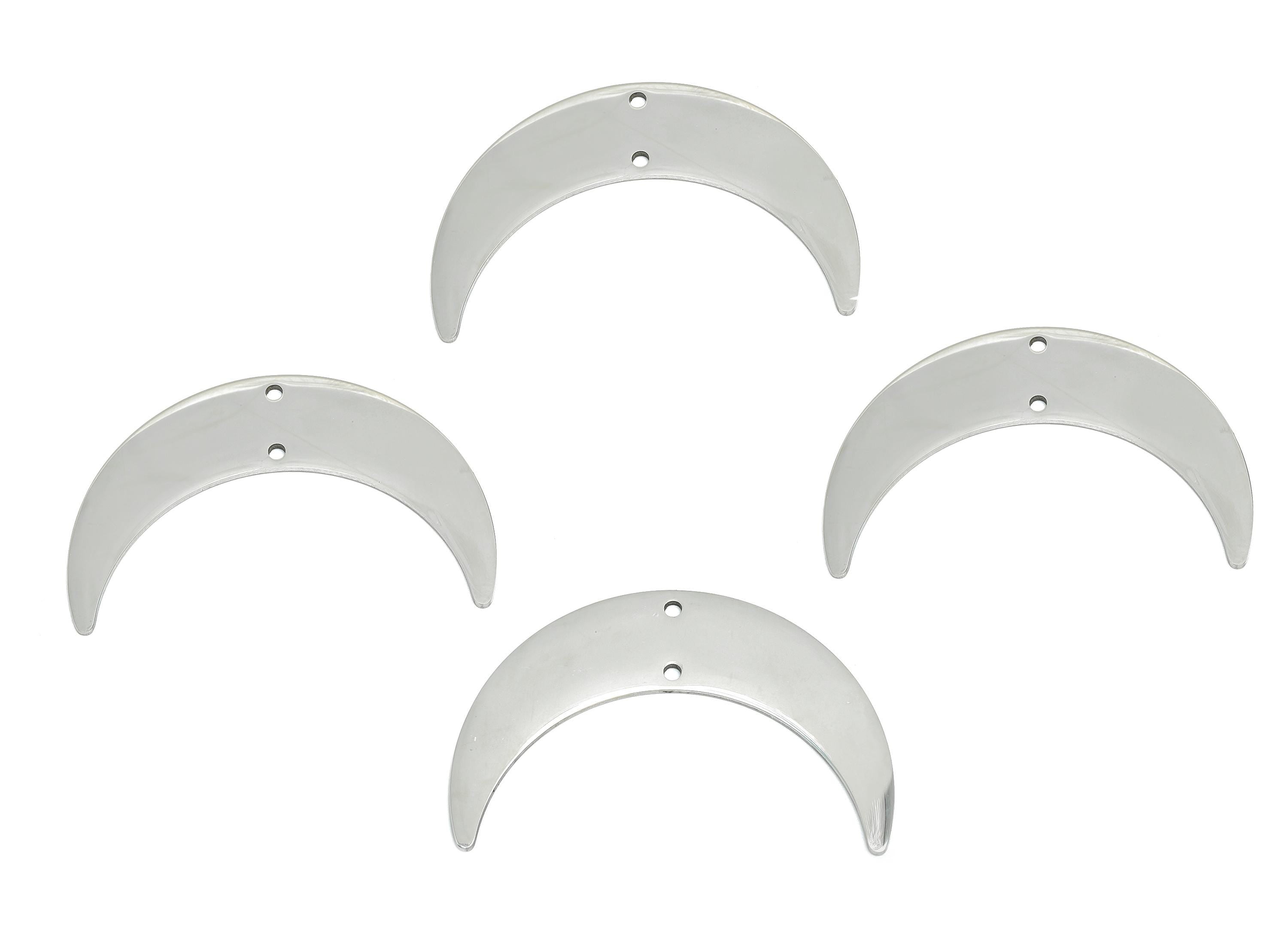 Steel Crescent Connector - Steel Open Lunar Pendant - Celestial Jewelry Supply - Double Hole Crescent Connector - 41x26x0.98mm - SS2627 - DOMEDBAZAAR