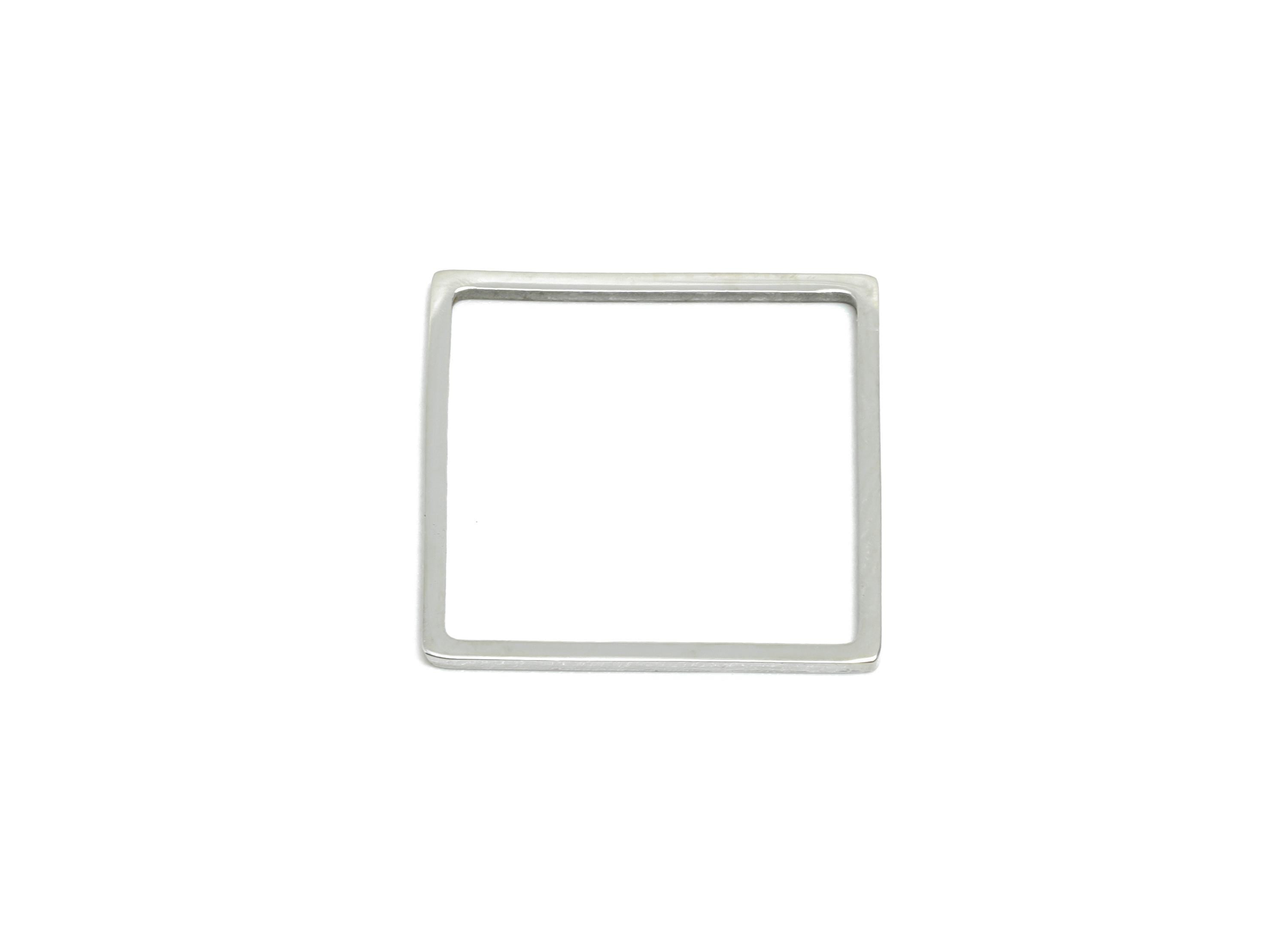 17mm Steel Square Ring Earring Charm - Geometric Jewelry Connector for DIY Making - Lightweight Hollow Square Charm - 17.8x17.8x0.9mm-SS2675 - DOMEDBAZAAR