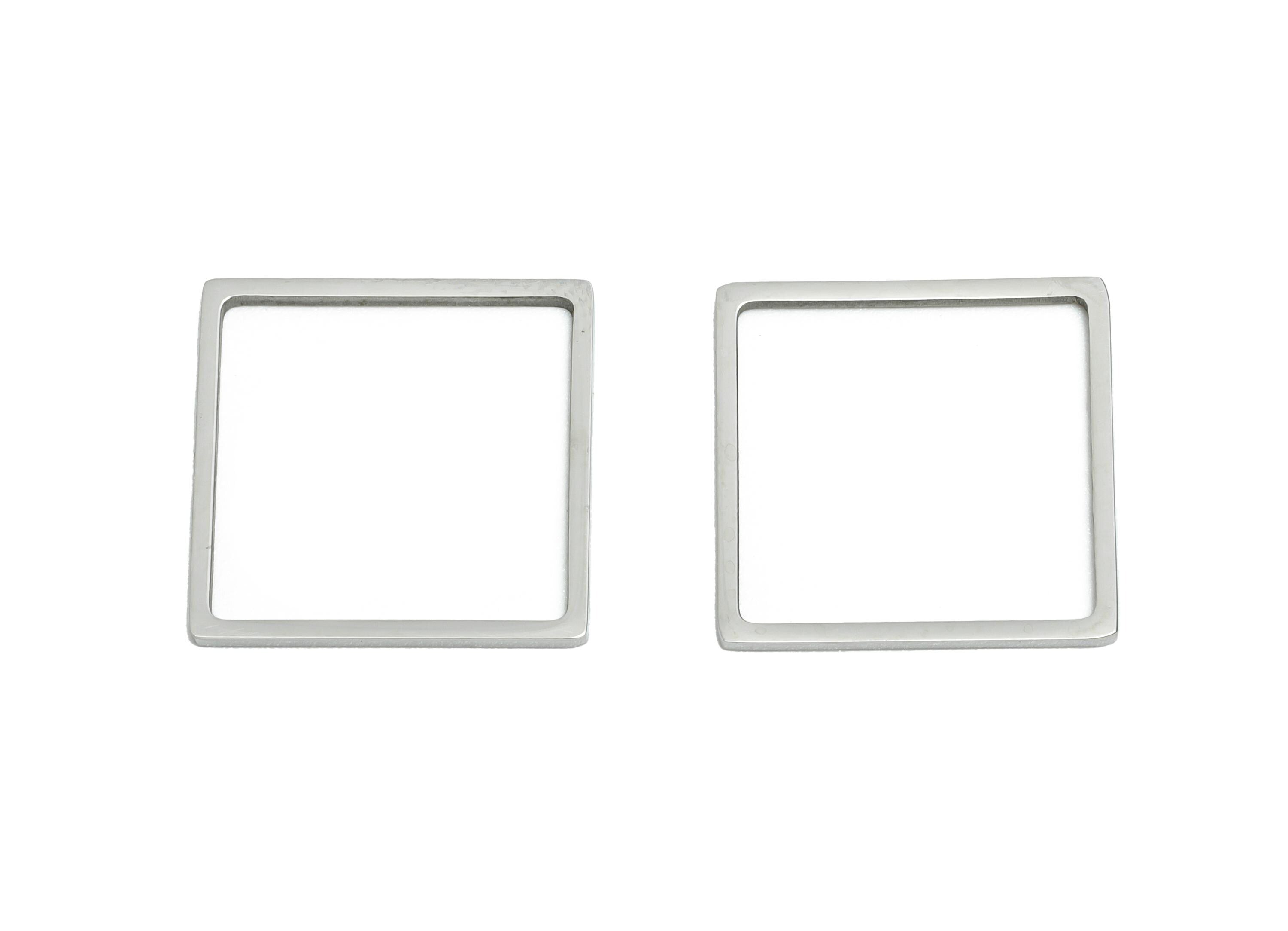 15mm Steel Square Ring Earring Charm - Geometric Jewelry Connector for DIY Making - Lightweight Hollow Square Charm - 15.8x15.8x0.9mm-SS2676 - DOMEDBAZAAR