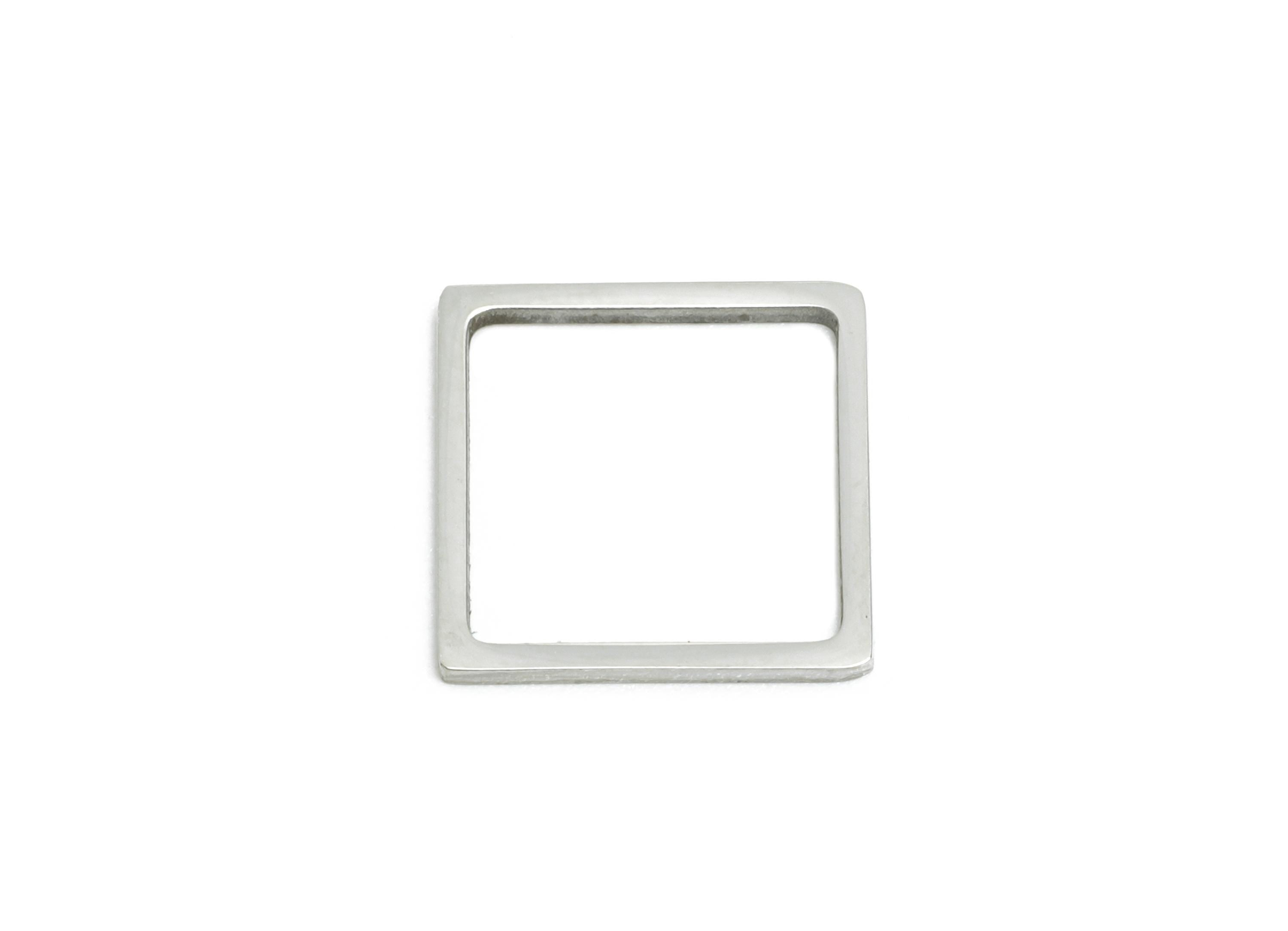 11mm Steel Square Ring Earring Charm - Geometric Jewelry Connector for DIY Making - Lightweight Hollow Square Charm - 11.8x11.8x0.9mm-SS2677 - DOMEDBAZAAR