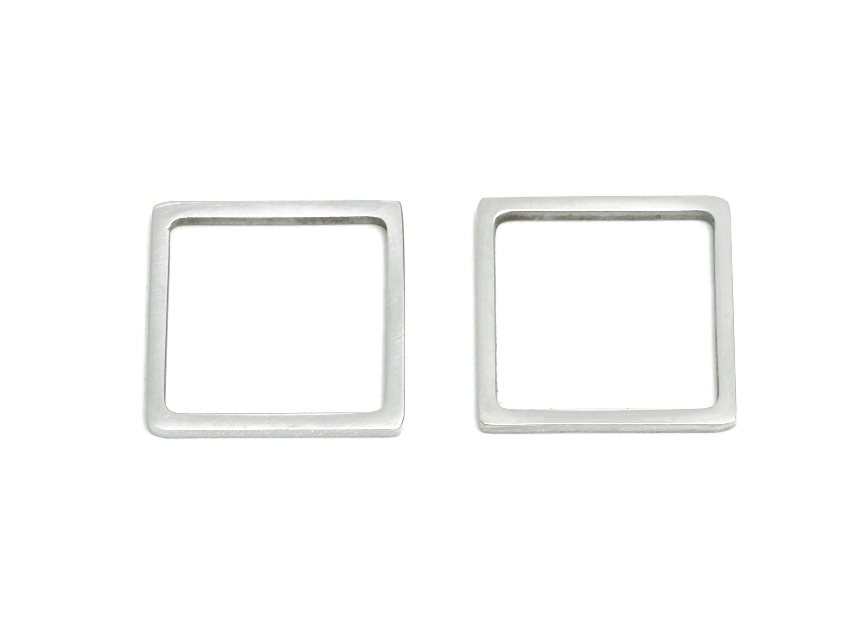 11mm Steel Square Ring Earring Charm - Geometric Jewelry Connector for DIY Making - Lightweight Hollow Square Charm - 11.8x11.8x0.9mm-SS2677 - DOMEDBAZAAR