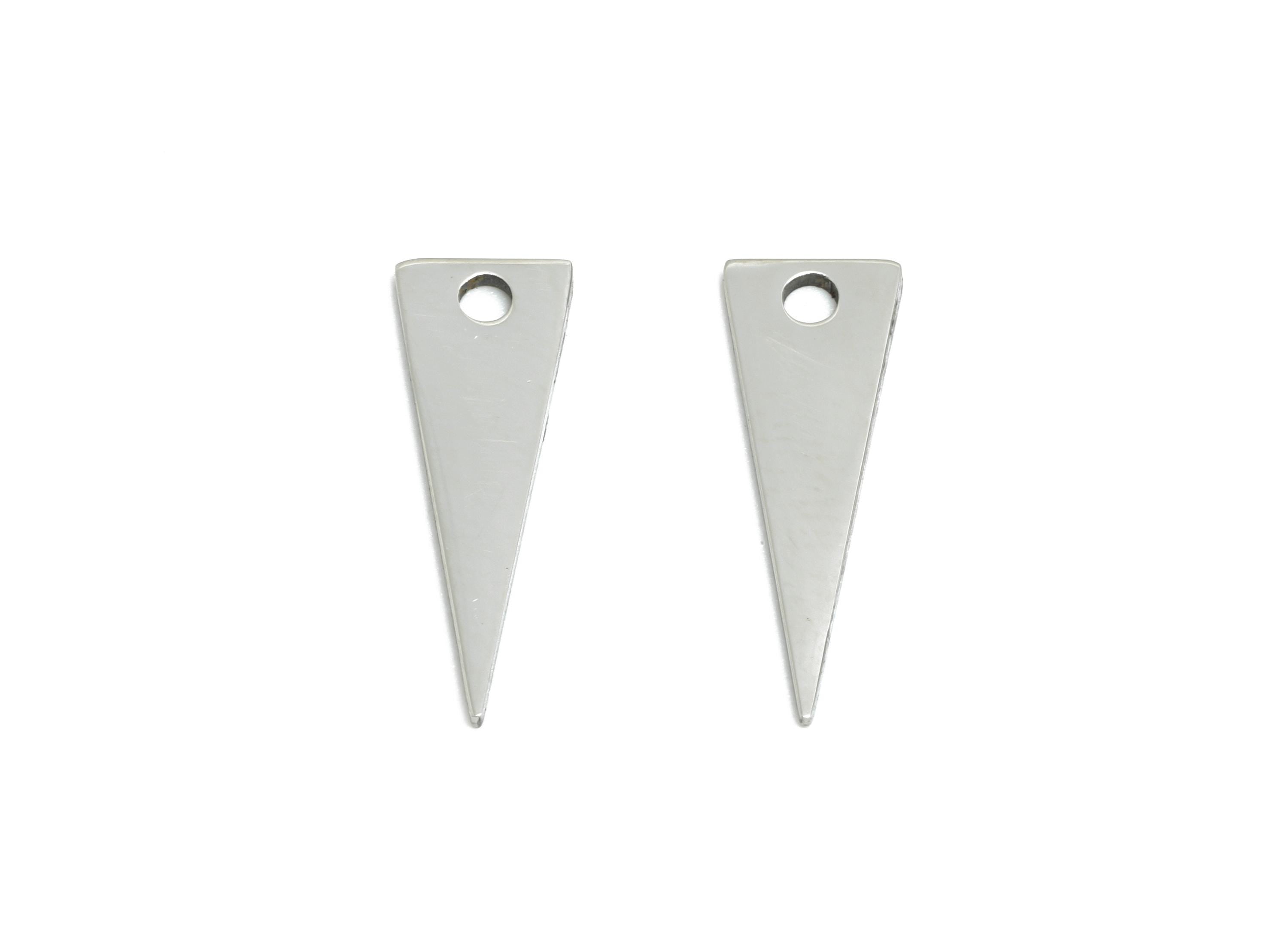 Steel Triangle Charm - Stainless Steel Geometry Jewelry - Punk Rock Jewelry Supply - DIY Necklace Making Supplies - 17x6x0.98mm - SS2636 - DOMEDBAZAAR