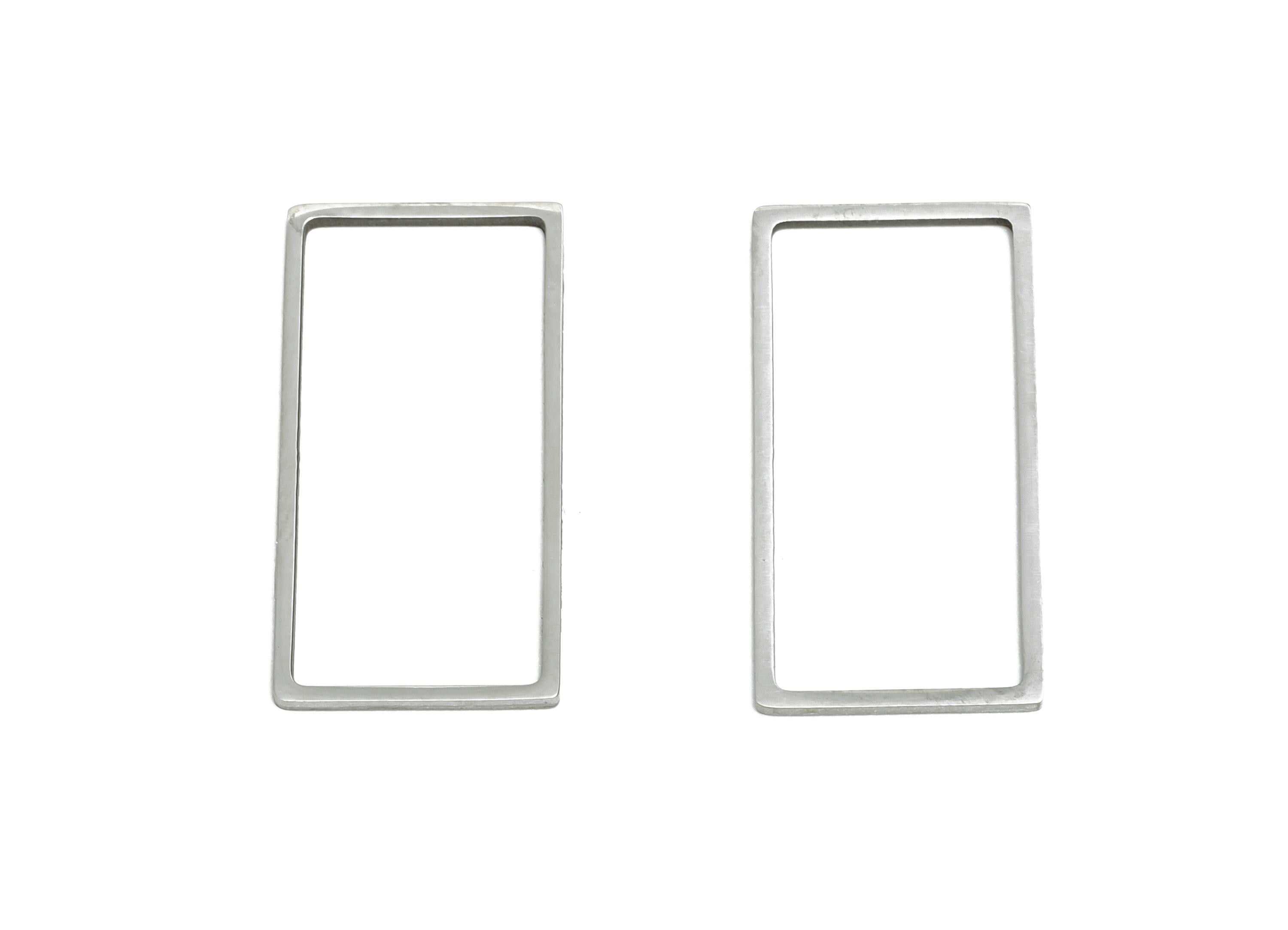 25mm Steel Rectangle Ring Earring Charm - Geometric Jewelry Connector for DIY Making - Hollow Metal DIY Jewelry - 25.7x12.7x0.8mm - SS2685 - DOMEDBAZAAR