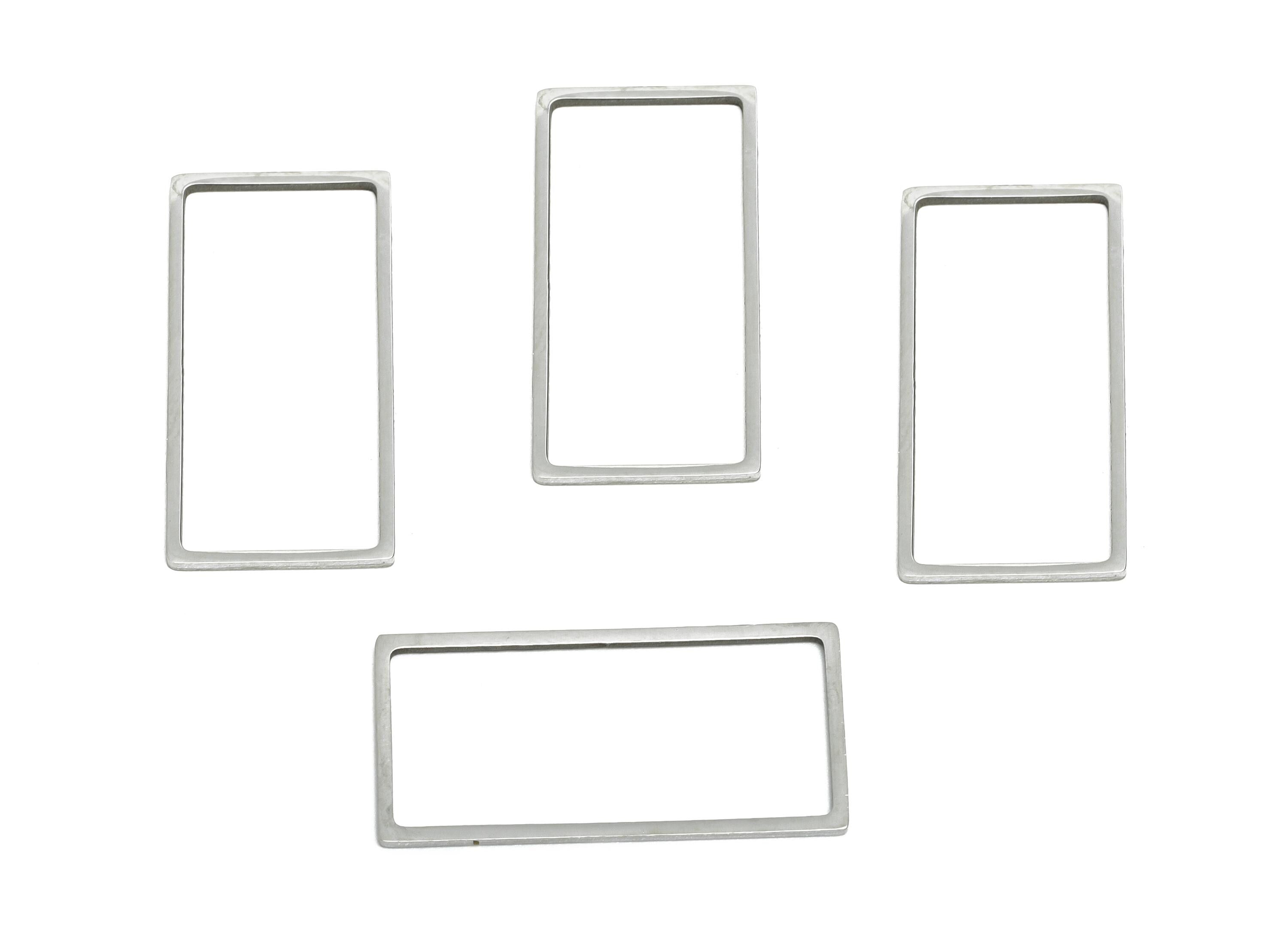 25mm Steel Rectangle Ring Earring Charm - Geometric Jewelry Connector for DIY Making - Hollow Metal DIY Jewelry - 25.7x12.7x0.8mm - SS2685 - DOMEDBAZAAR