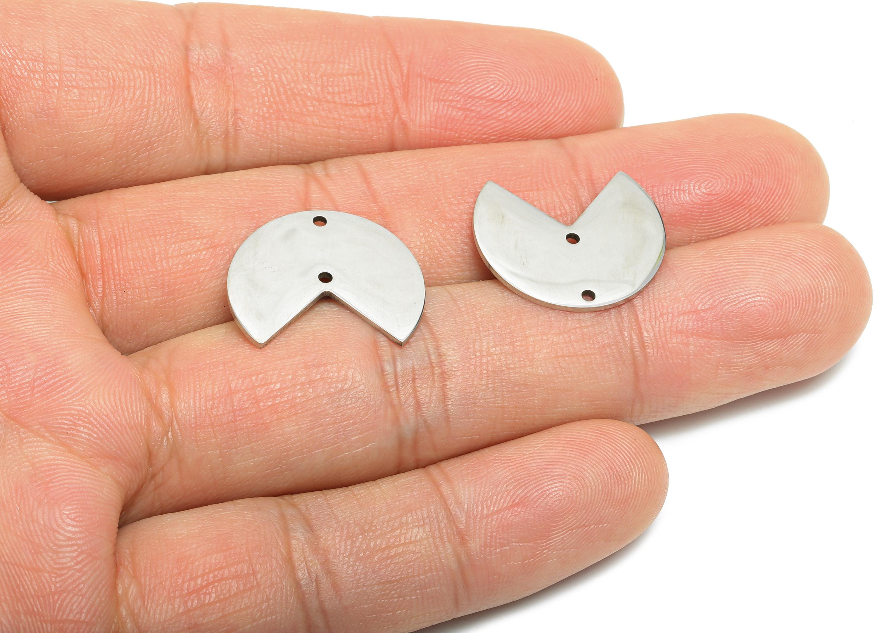 Steel Pie Connector - Stainless Steel Geometry Jewelry - Modern Geometric Pendant - Minimalist DIY Jewelry Supplies - 40x16x0.98mm-SS2633 - DOMEDBAZAAR