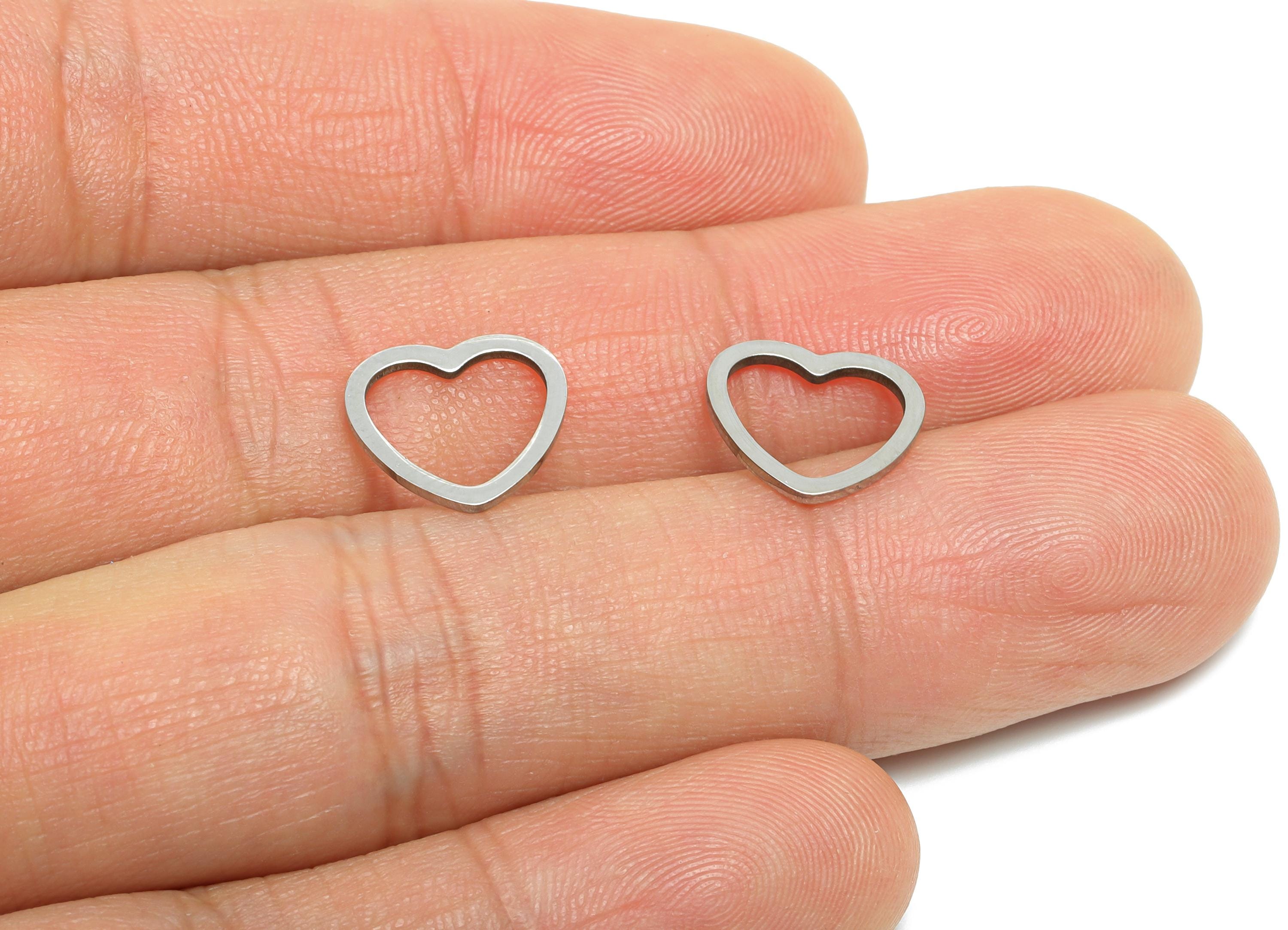 12mm Steel Heart Ring Earring Charms - Geometric Jewelry Connector for DIY Making - Hollow Metal DIY Jewelry - 11.9x10.8x0.8mm - SS2693 - DOMEDBAZAAR