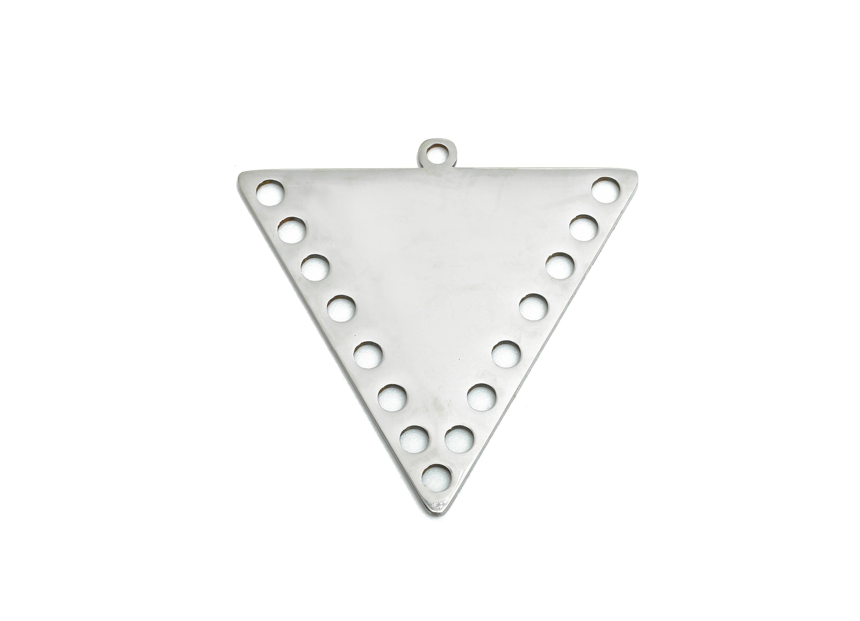 Geometric Triangle Pendant - Stainless Steel Tribal Triangle Connector - Modern Boho Triangle Pendant - Stainless Steel - 29x29x1mm - SS2593 - DOMEDBAZAAR