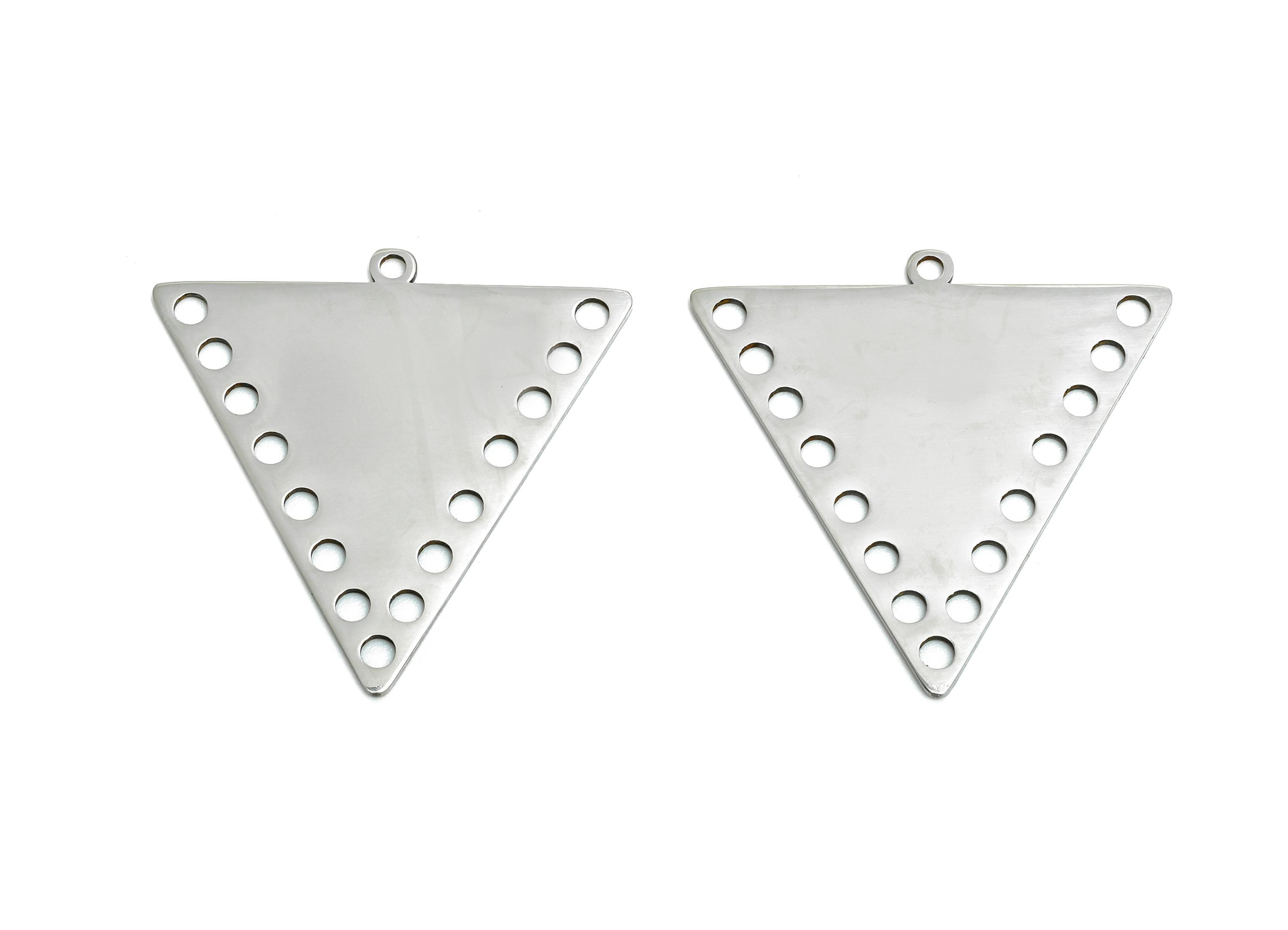 Geometric Triangle Pendant - Stainless Steel Tribal Triangle Connector - Modern Boho Triangle Pendant - Stainless Steel - 29x29x1mm - SS2593 - DOMEDBAZAAR