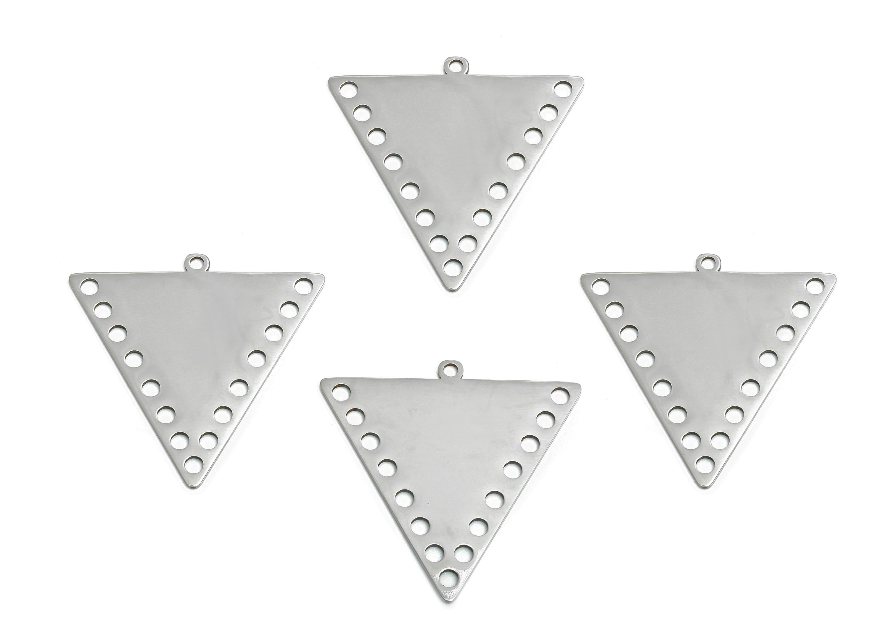 Geometric Triangle Pendant - Stainless Steel Tribal Triangle Connector - Modern Boho Triangle Pendant - Stainless Steel - 29x29x1mm - SS2593 - DOMEDBAZAAR