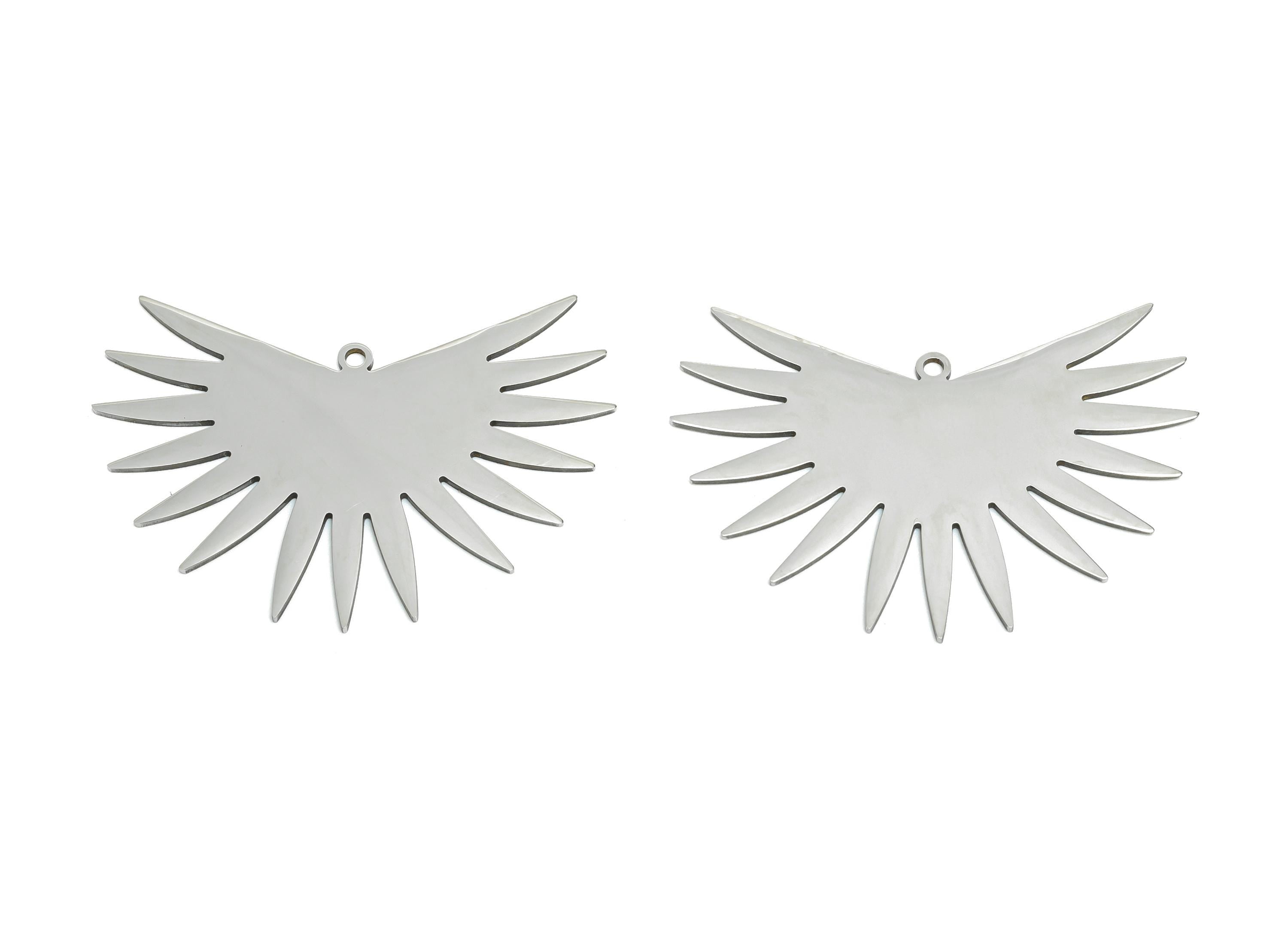 Sunburst Fan Charm - Stainless Steel Geometric Radiant Charm - Laser Cut Sun Ray Charm - Sun Necklace Charm - 42x29.3x0.98mm - SS2604