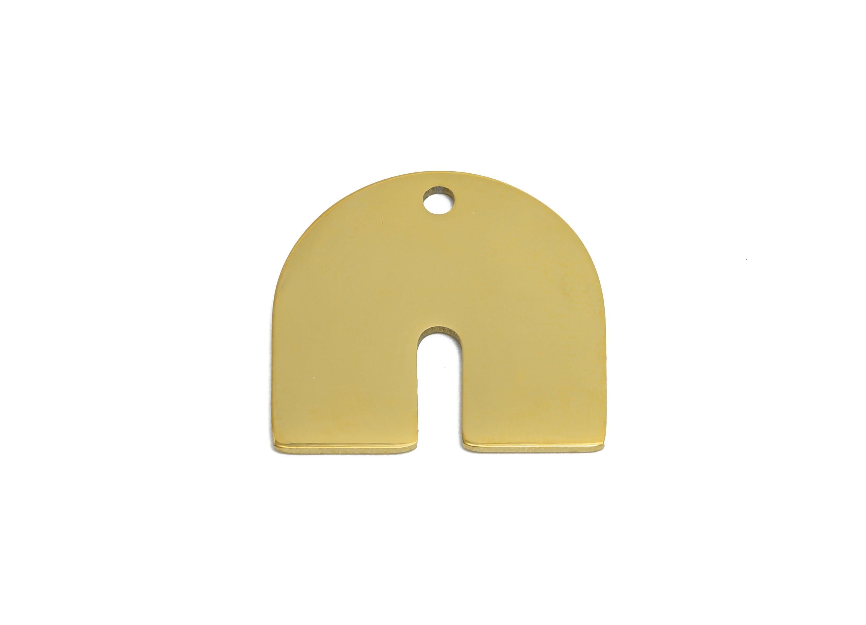 Minimalist Arch Pendant - Steel Geometric Charms - Modern Jewelry Component - DIY Making - 18K Real Vacuum Plated - 17x16x0.98mm - SS2623G - DOMEDBAZAAR