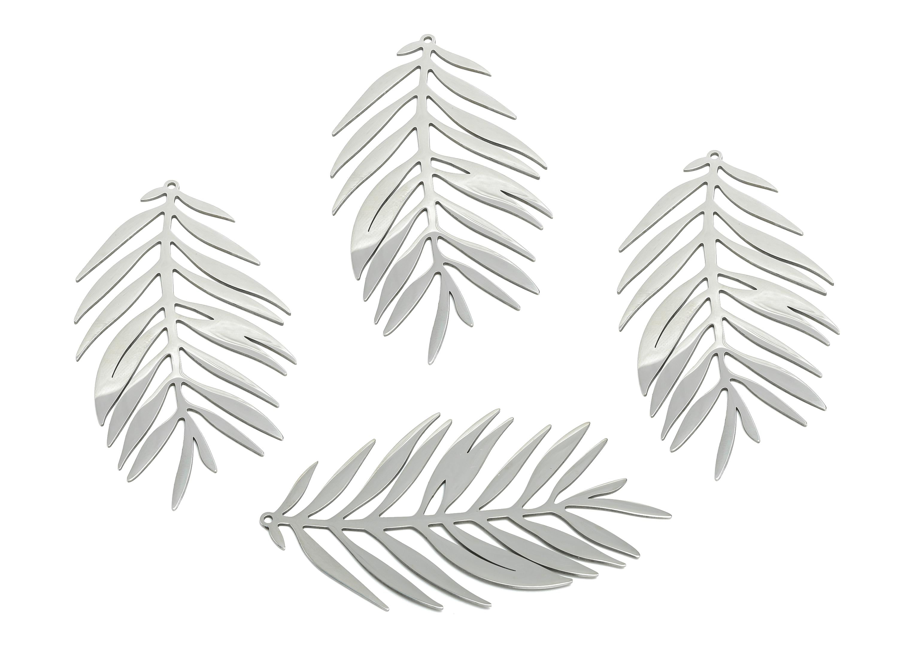 Stainless Steel Leaf Pendant - Large Leaf Botanical Jewelry Component - Natural Leaf Pendant - Boho Leaf Jewelry - 69.7x38.9x0.98mm - SS2625