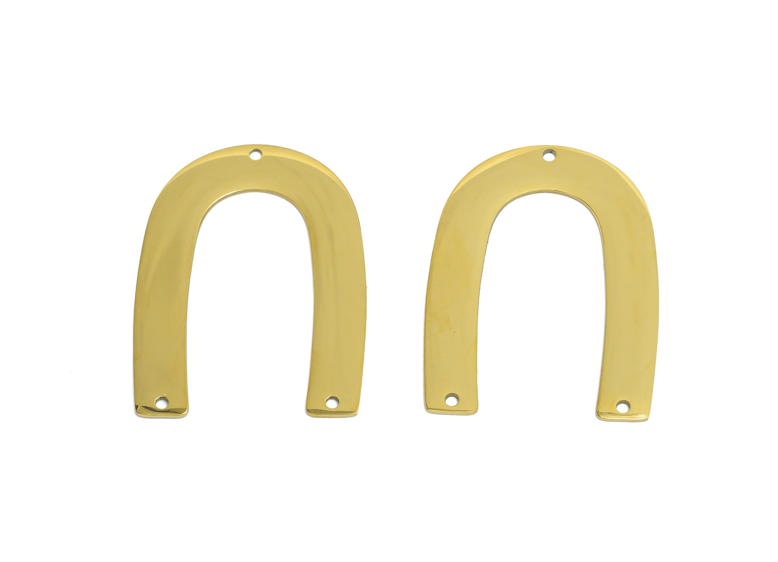 Horseshoe Pendant - Stainless Steel U Shape Connector - Modern Arch Pendant - Handmade Jewelry - 18k Vacuum Gold Plating - 35x26x1mm-SS2617G