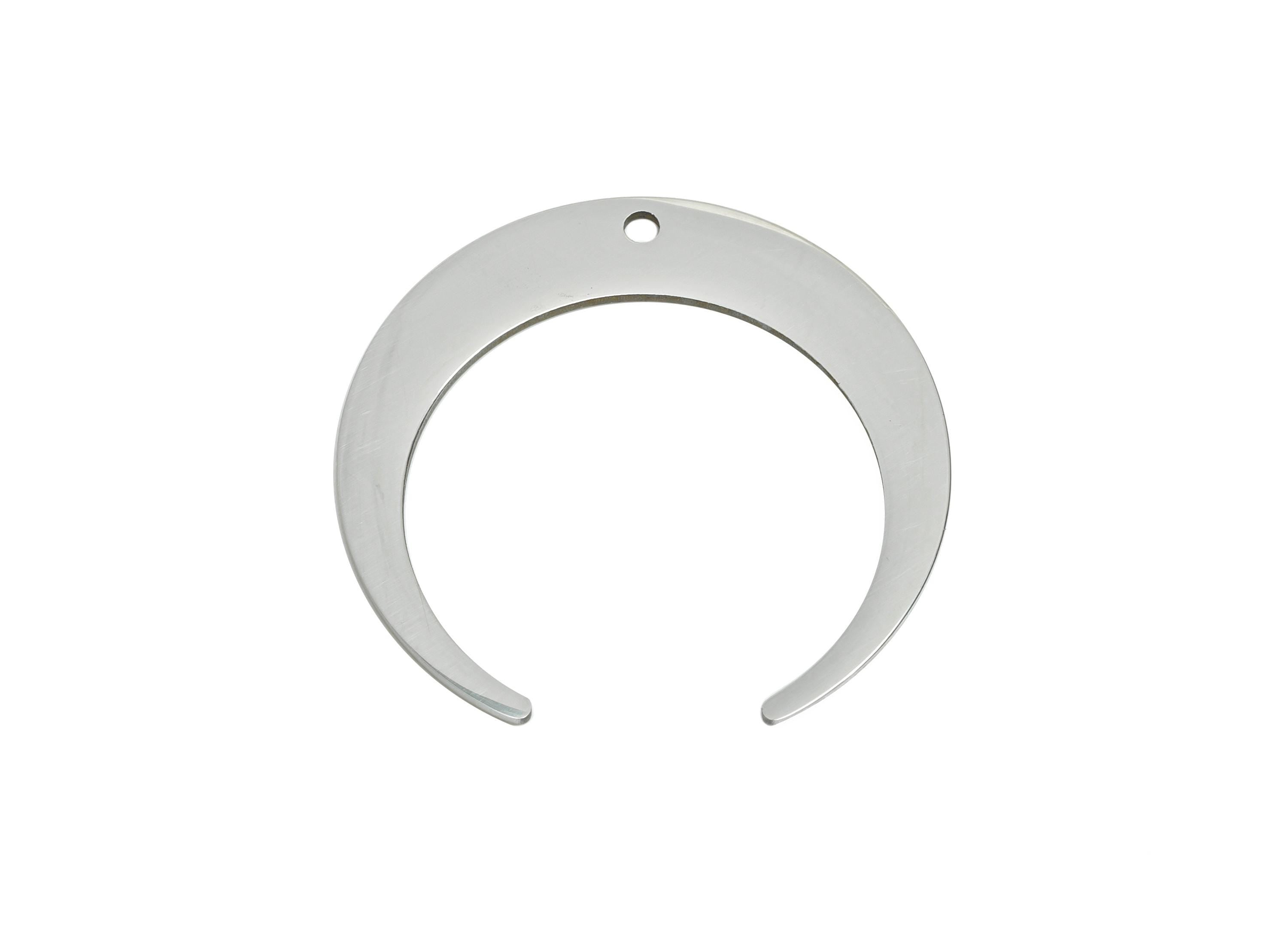 Stainless Steel Crescent Connector - Moon Jewelry Charm With Hole - Steel Moon Pendant - Celestial Jewelry - 27x25.77x0.98mm - SS2628 - DOMEDBAZAAR