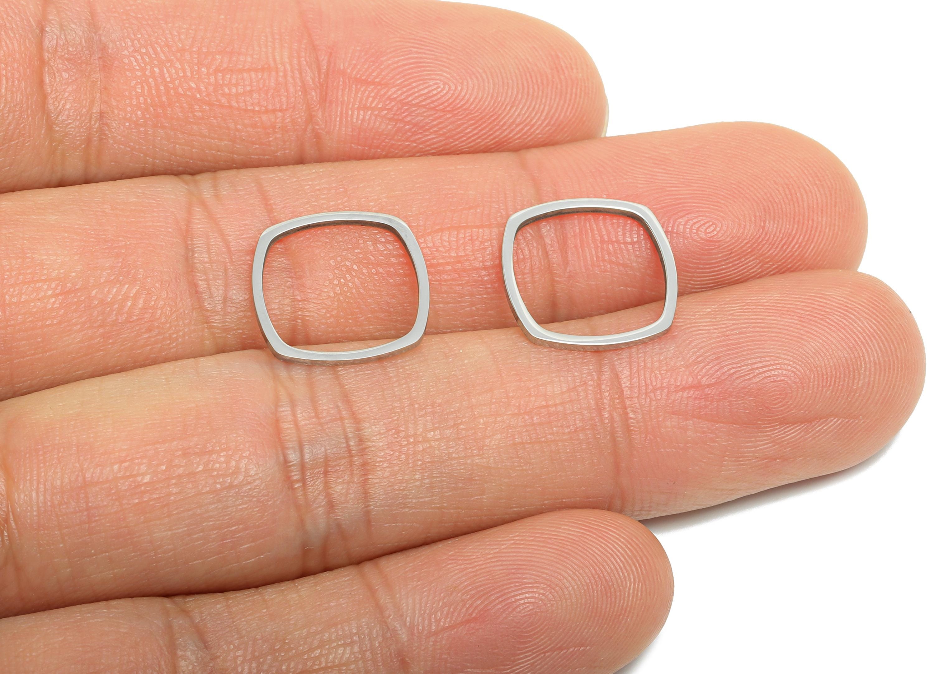 13mm Steel Square Ring Earring Charm - Geometric Jewelry Connector for DIY Making - Hollow Square Jewelry Charm - 13.7x13.7x0.9mm - SS2665