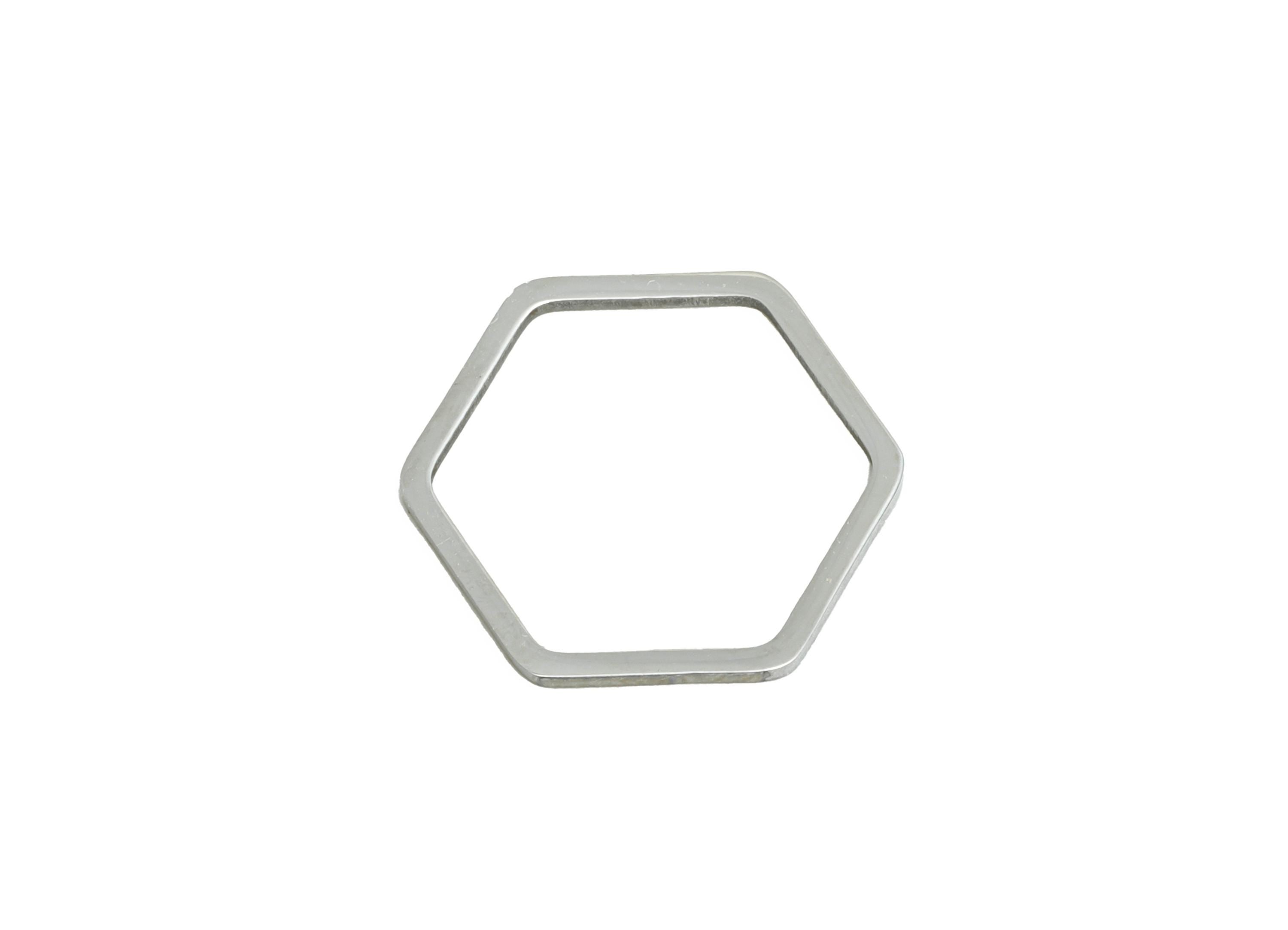 15mm Steel Hexagon Ring Earring Charm - Geometric Jewelry Connector for DIY Making - Lightweight Hollow Hexagon Charm -15x13.8x0.9mm -SS2682